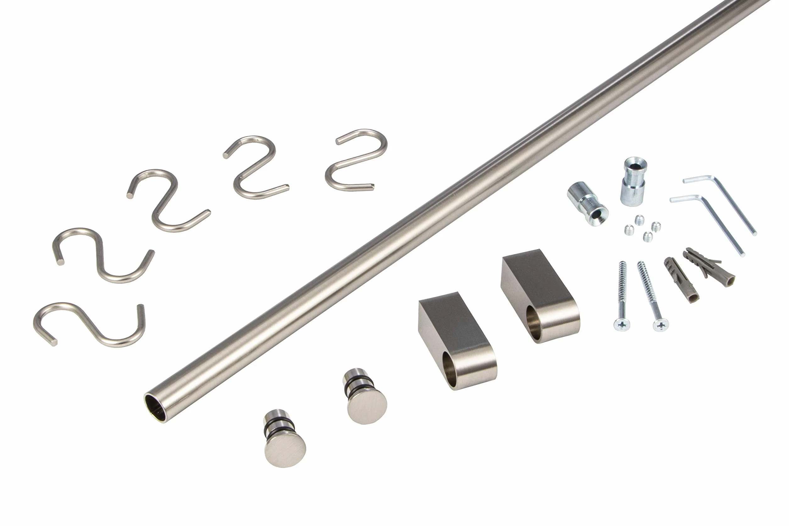 GedoTec Ekskluzywny system szyn kuchennych, zestaw balustrad, wykończenie ze stali nierdzewnej, 3 długości wraz z materiałem montażowym, markowa jakość - 600 mm
