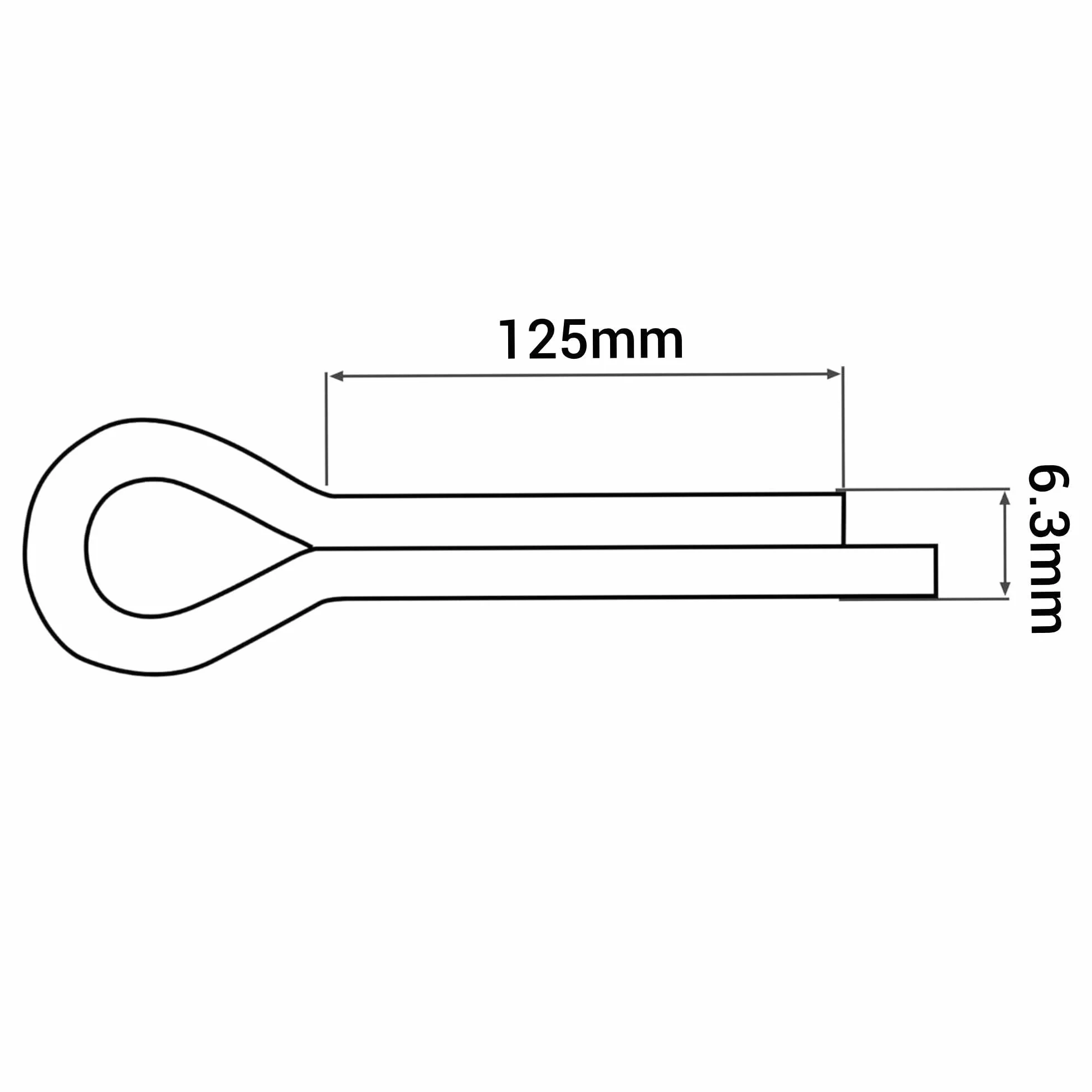 SKIR'CO (10 szt.) Zawleczki ze stali ocynkowanej 6,3 x 125 mm, Zawleczki, DIN 94, Zawleczki metalowe