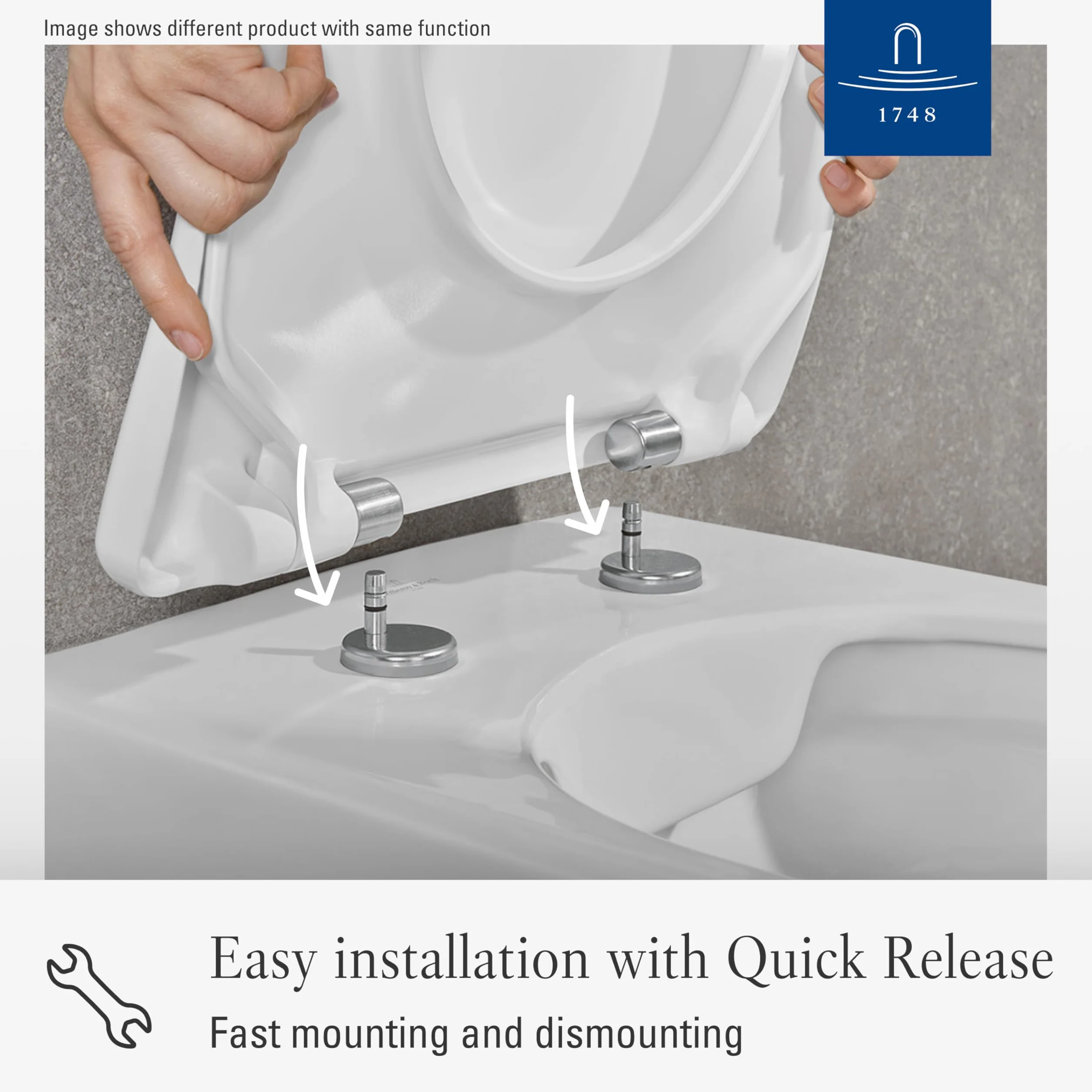 Villeroy & Boch o.Novo – Deska sedesowa z mechanizmem cichego zamykania - Zdejmowana, nietłukąca deska z duroplast - Oryginalna część zamienna - Kształt D - Biały alpejski, błyszczący