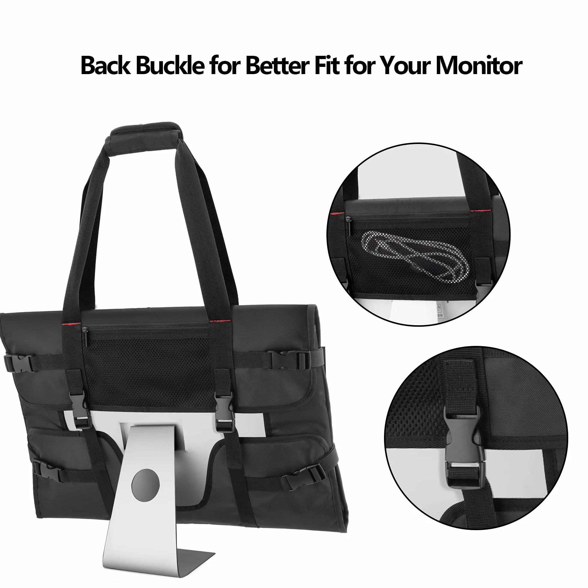 Trunab Etui na monitor kompatybilne z iMac 21,5'' 24'' Monitor 24'', pokrowiec ochronny ekranu torba-teczka do przechowywania komputera z kieszenią na akcesoria, czarna