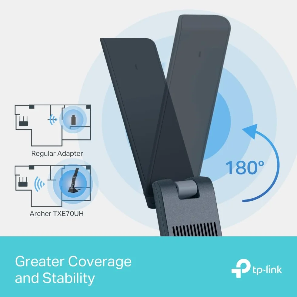 TP-Link Archer TXE70UH – Adapter PCIe Wi-Fi 6E (AXE5400), 2402 Mb/s (6 GHz) + 2402 Mb/s (5 GHz) + 574 Mb/s (2,4 GHz), Bluetooth 5.0, WPA3, Kompatybilny z Windows 10/11