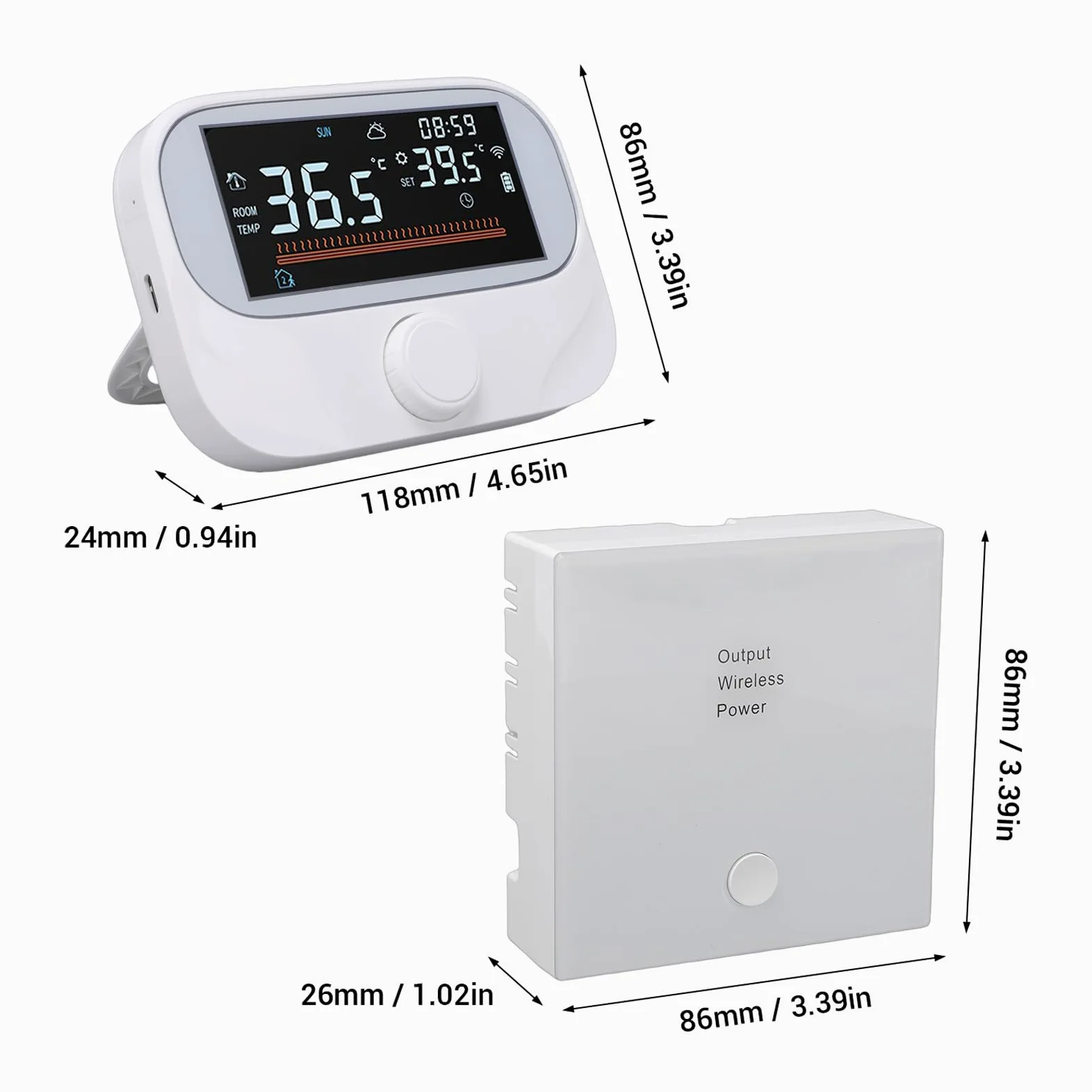 Oumefar WiFi Termostat Bojlera Termostat Pokojowy Sterownik Temperatury Programowalny Inteligentny Czas Pokrętło Obrotowe Wyświetlacz Pogody Pamięć Wyłączenia Zasilania z Odbiornikiem