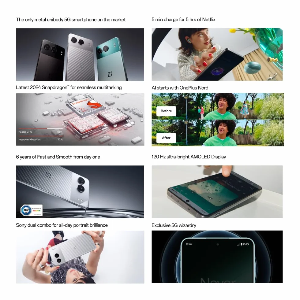 OnePlus Nord 4 5G 16 GB RAM 512 GB Telefon z podwójnym aparatem 50 Mpx OIS Mercurial Silver