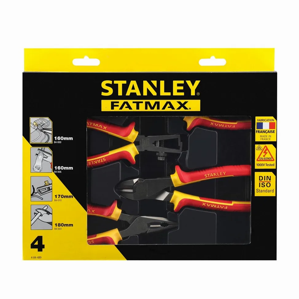 STANLEY Funkcjonalny Juego 4 szczypces vde 1.000v FatMax dla profesjonalistów i majsterkowiczów do codziennego użytku 1.000v
