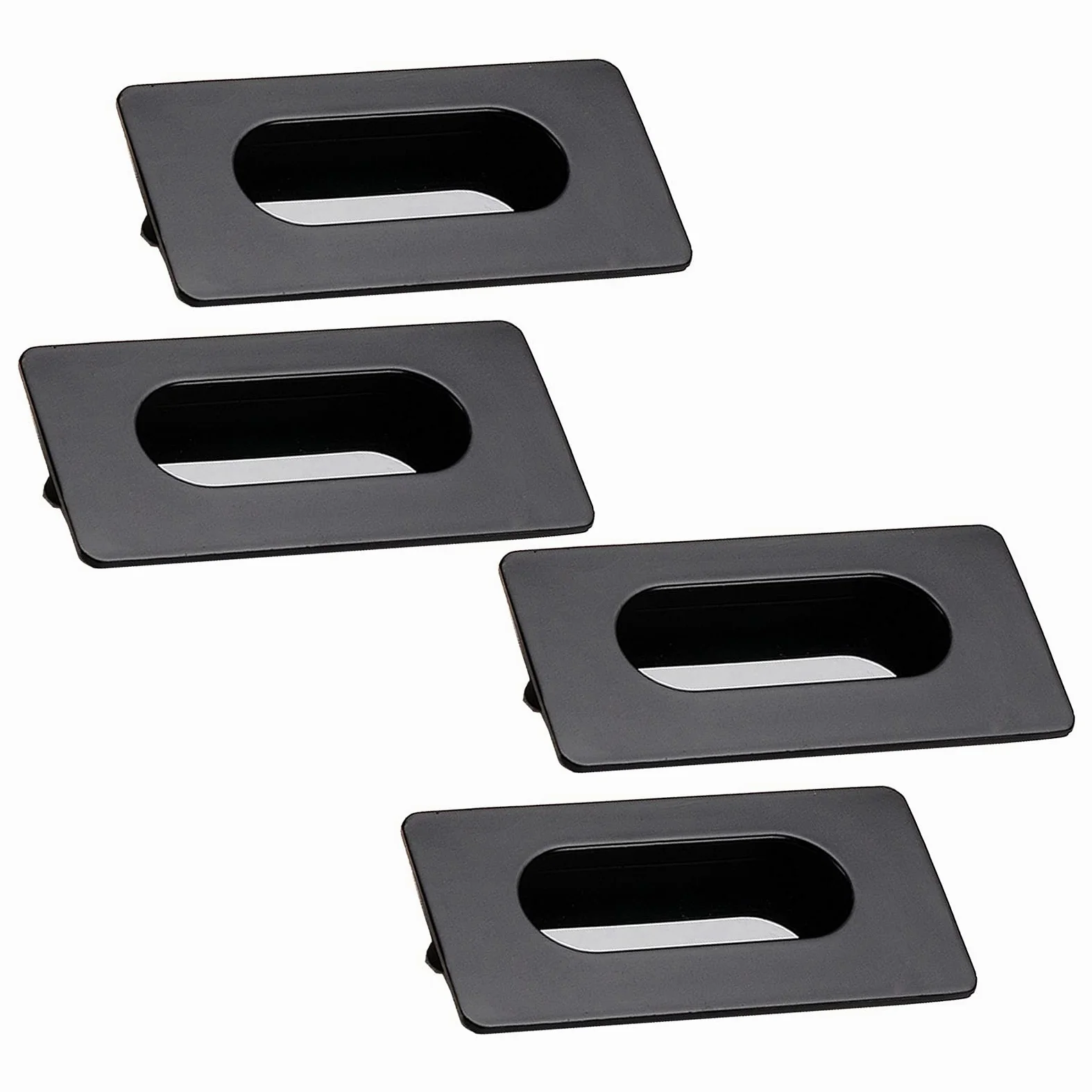 Klamka wpuszczana, Czarne, ukryte, wpuszczane uchwyty do drzwi przesuwnych, szuflad, szaf i szafek, 4 szt(Hole distance 64mm)
