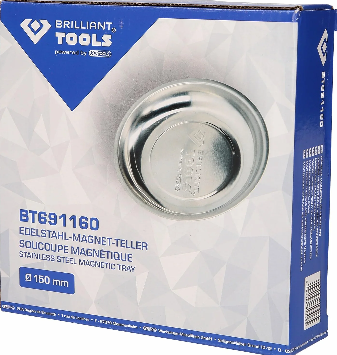 BRILLIANT TOOLS BT691160 Talerz magnetyczny ze stali nierdzewnej, Ø 15 cm [Powered by KS TOOLS]