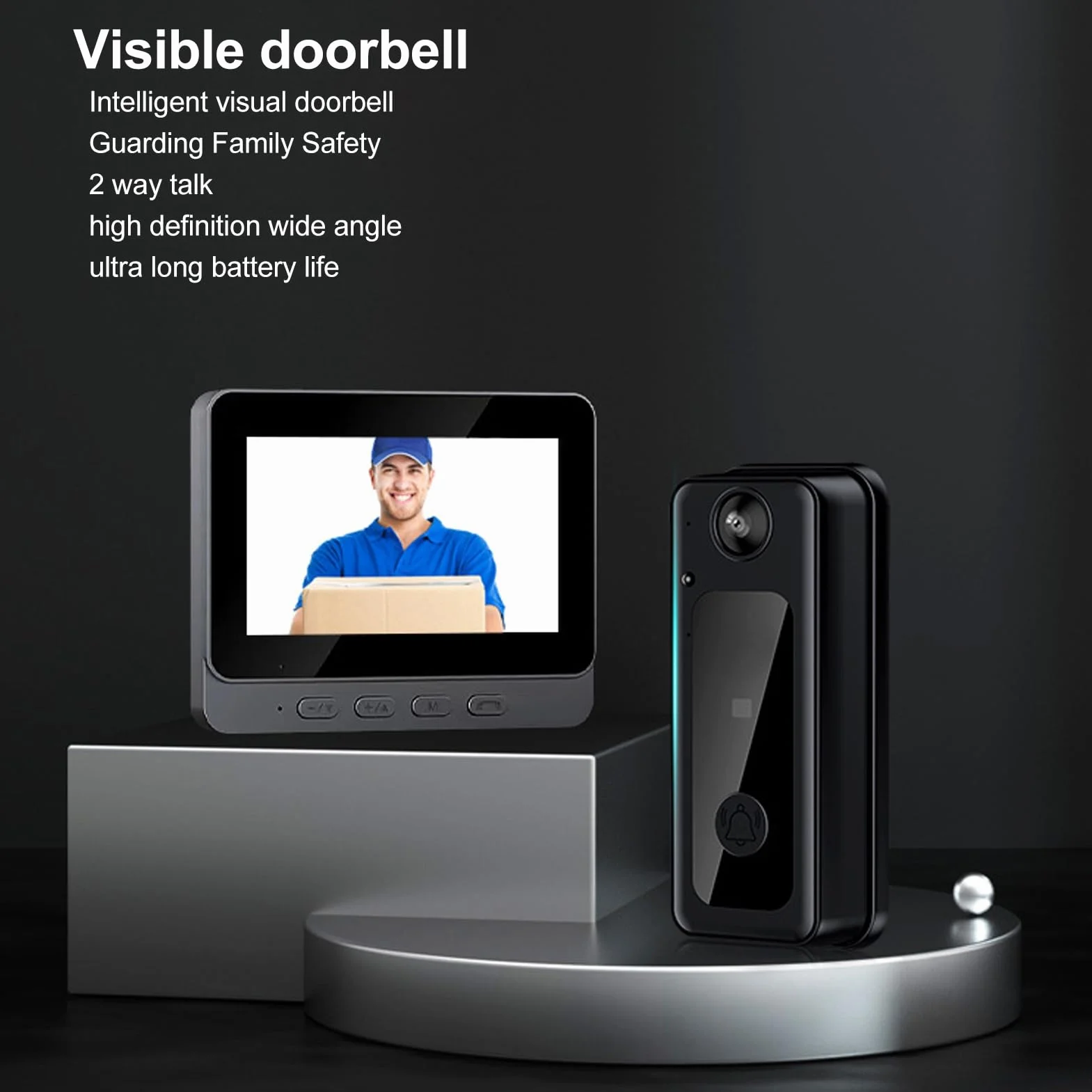 Bezprzewodowa Kamera Dzwonkowa, Inteligentny Dzwonek Wideo WiFi 8 MP z Monitorem, System Wideodomofonu WiFi, Noktowizor, Zdalne Połączenia Wideo