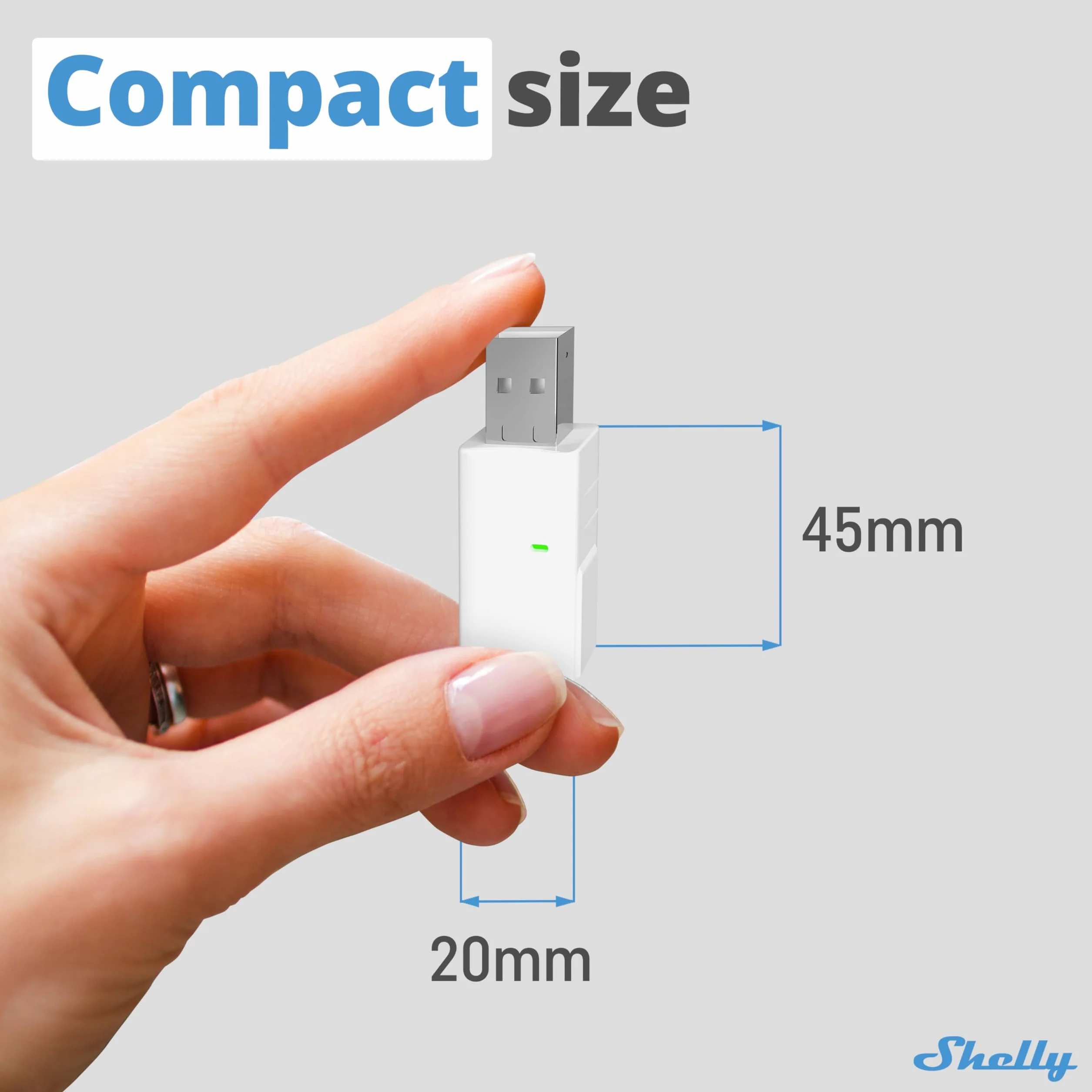 Shelly BLU Gateway -Bramka Bluetooth Wi-Fi w formie dongla USB-A,Automatyka domowa,Kompatybilna z Alexa i Google Home,Aplikacja iOS Android,Nie wymaga HUB-a,Bezprzewodowa