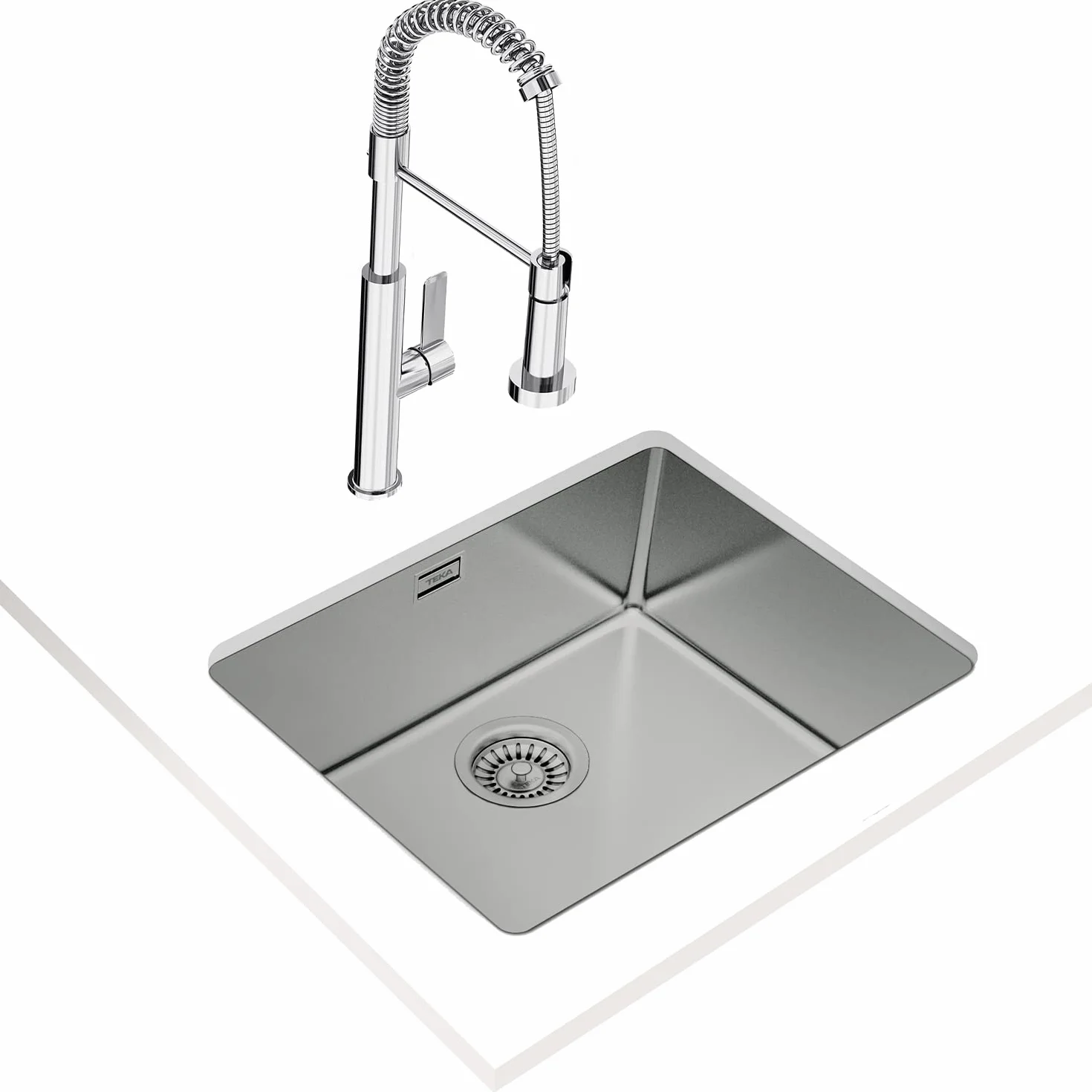 Teka 115000005 Zlewozmywak kuchenny ze stali nierdzewnej z pojedynczą miską Linea RS15 50,40 3½ W/OVF SP-115000005, szary