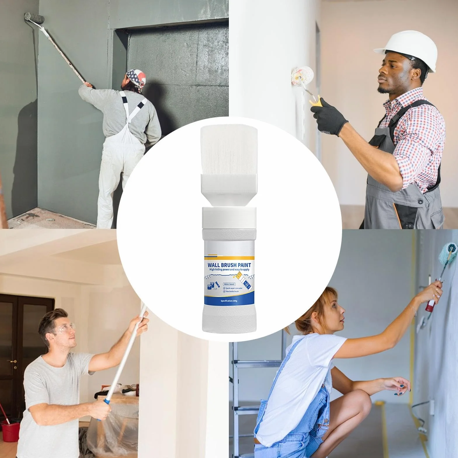 Wall Repair Paste, Safe Wall Touchup Paint, White Ceiling Paint, Wall Touchup Kit, Wall Stain Remover Paint, Paint With Brush For Walls, Home Wall Repair Kit, 180g Wall Repair Paste