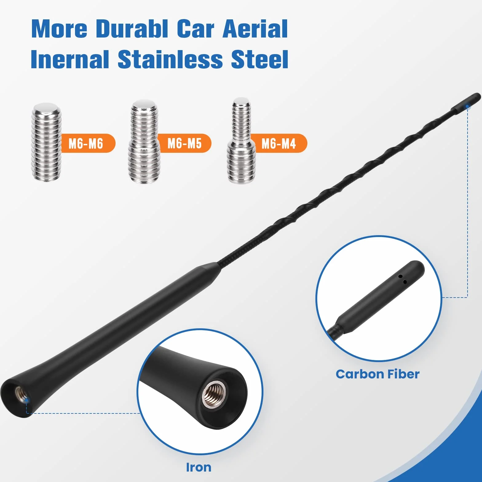 PAIRIER Antena samochodowa Radio samochodowe Antena dachowa Uniwersalna samochodowa antena dachowa dla optymalnego odbioru AM/FM z superkompatybilnością M4, M5, M6 (40CM)
