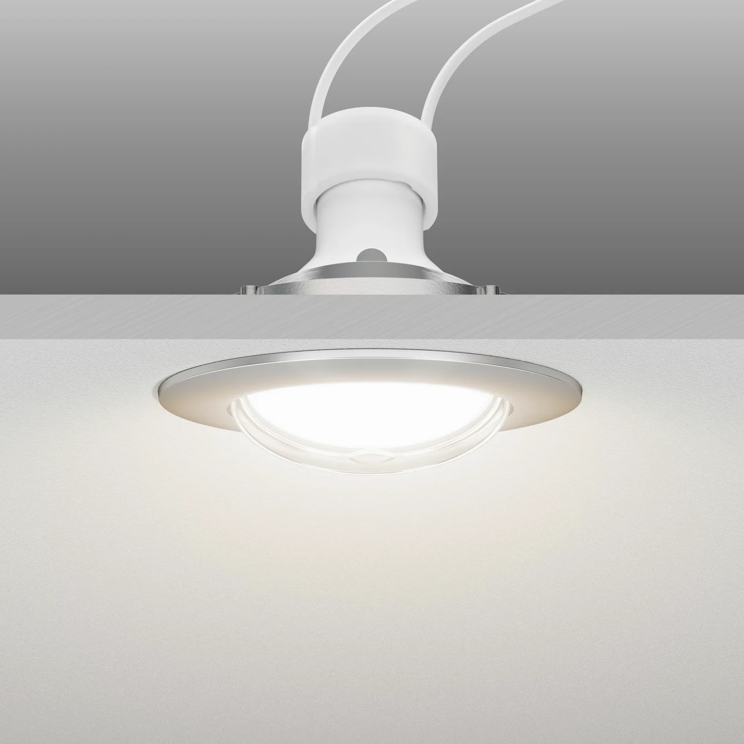ledscom.de Reflektor wpuszczany LED DEX chrom matowy obrotowy GU49,14W każdy 450lm ciepłobiały okrągły 84mm Ø krąg śrubowy ok. 72-80mm Ø Zestaw 10 szt.