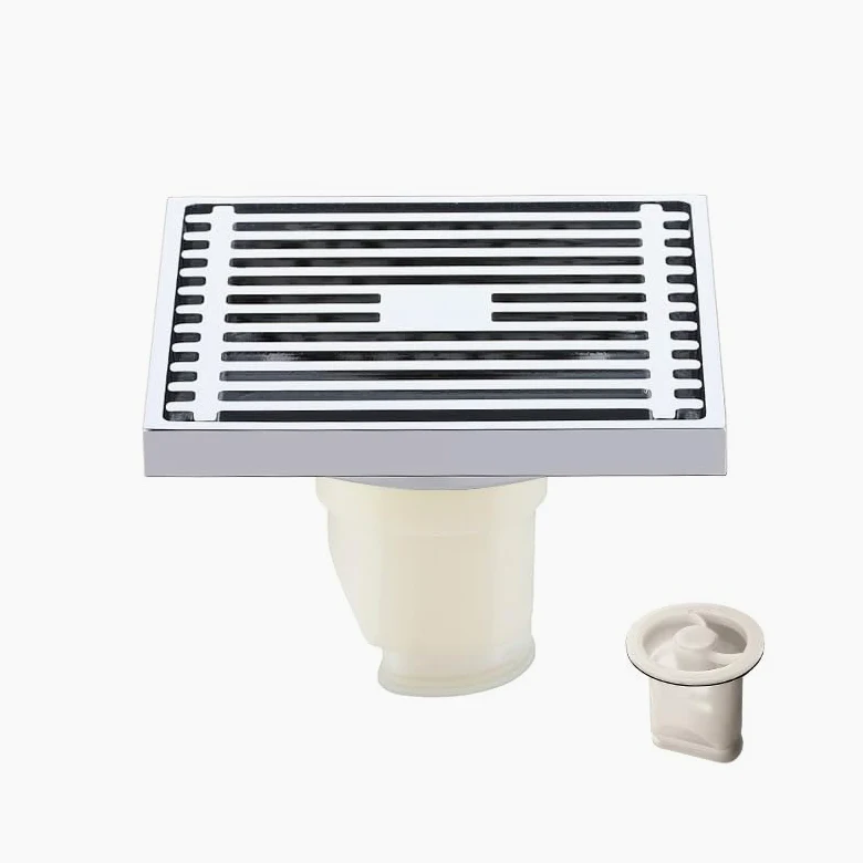 Chromowany odpływ podłogowy łazienkowy 100 x 100 mm kwadratowy bezwonny odpływ z osłoną prysznicową mosiężny syfon do użytku wewnątrz i na zewnątrz akcesoria łazienkowe skuteczne rozwiązanie drenażowe