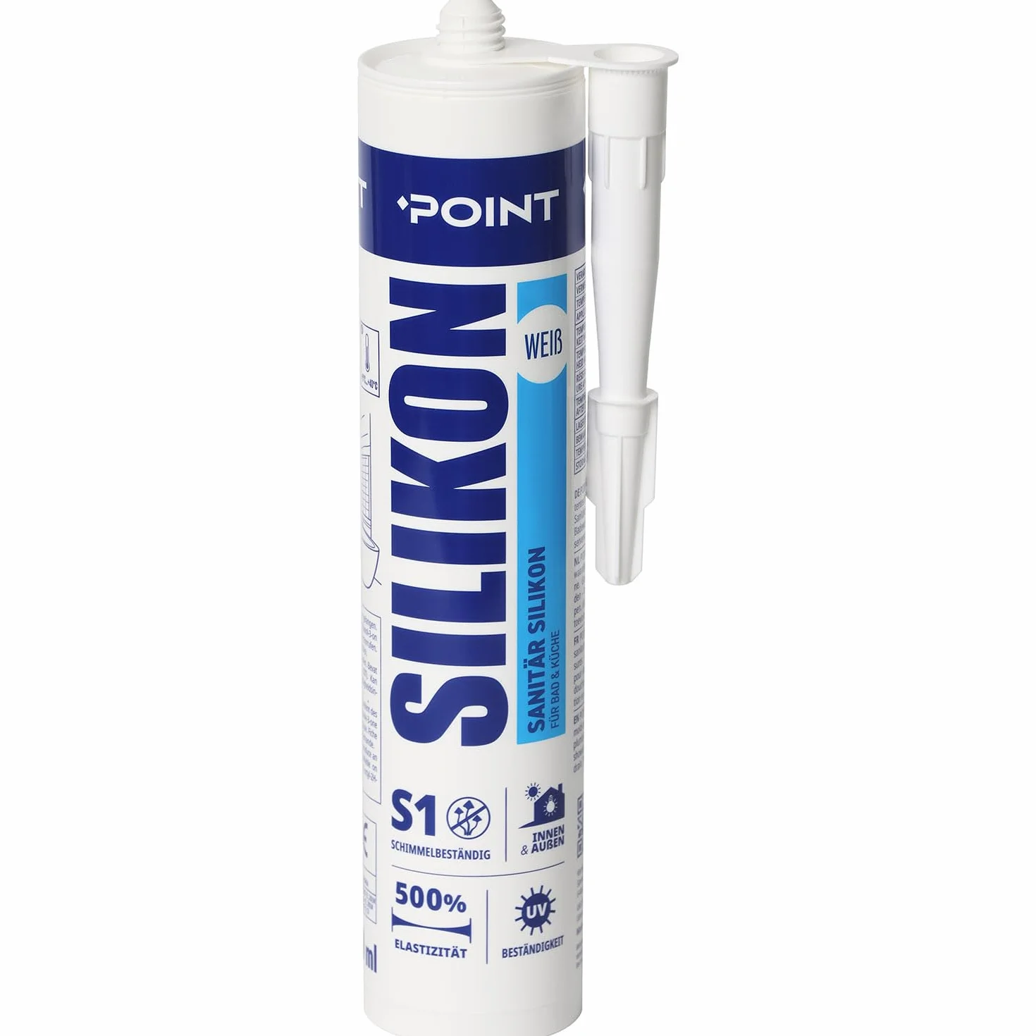 Silikonowa masa uszczelniająca do kąpieli POINT profesjonalny silikon 300 ml. Biały wodoodporny silikon sanitarny