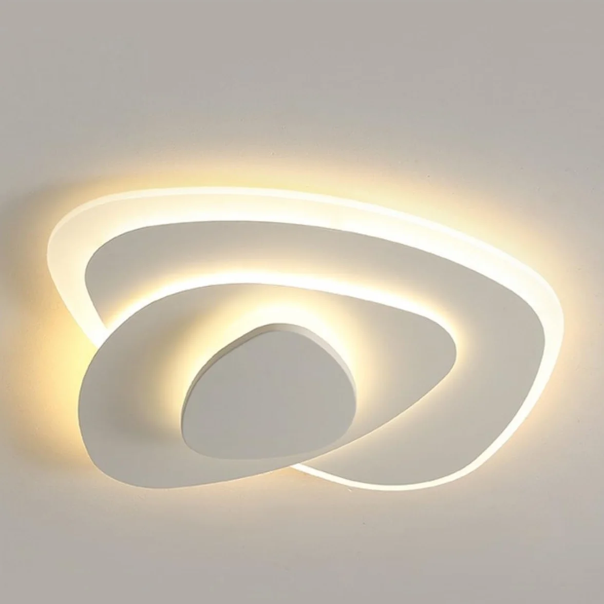 Nowoczesna lampa sufitowa, ściemnialna oprawa sufitowa 3000K-6500K, minimalistyczny kreatywny kształt żyrandol do salonu sypialnia kuchnia przedpokój (E 50 cm)