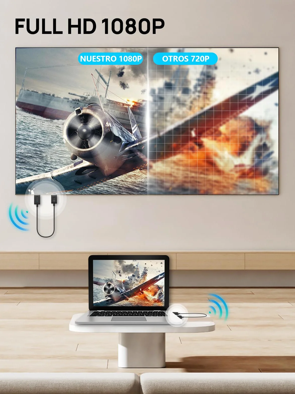 Moman Bezprzewodowy HDMI CS6, 1080P Nadajnik i Odbiornik 50m/165FT 5Ghz Wireless Video Projection dla Monitor PC HDTV Kamera PS4 Projektor