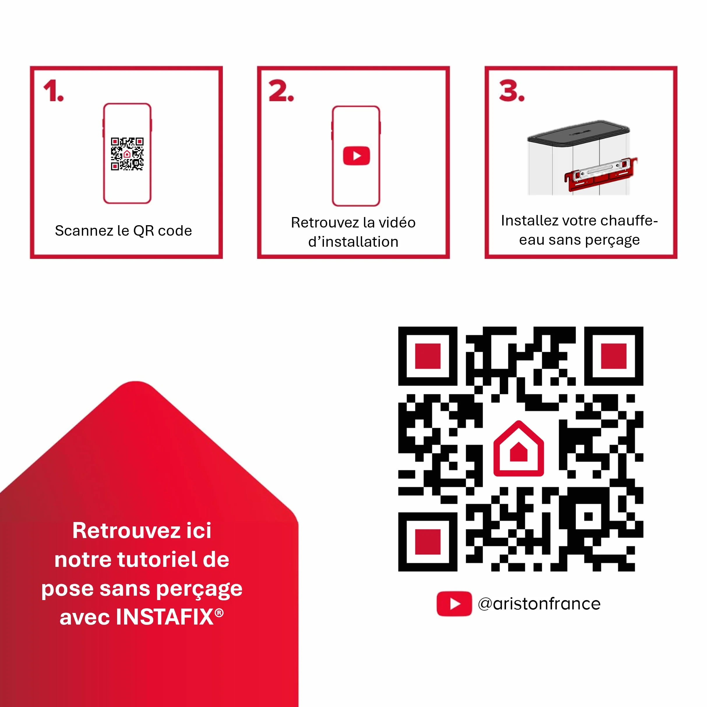 Ariston - INSTAFIX, uniwersalny uchwyt do elektrycznego podgrzewacza wody, pomoc w montażu bez wiercenia, zaprojektowany i wyprodukowany do instalacji we Francji. z mocowaniem ściennym podgrzewaczem