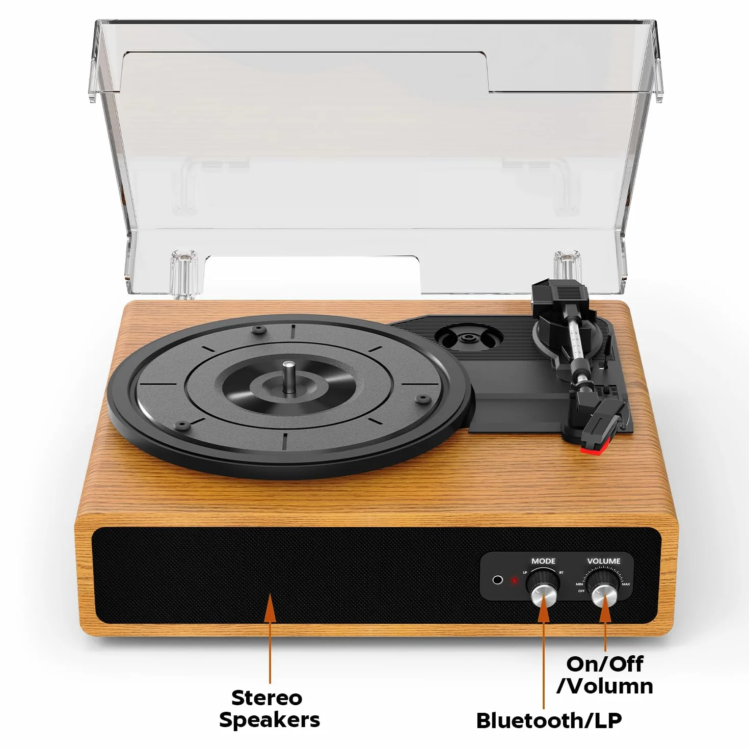 FYDEE Przenośny Gramofon Winylowy Bluetooth 3 Prędkości 33/45/78 RPM Retro Odtwarzacz z Wbudowanymi Głośnikami Stereo