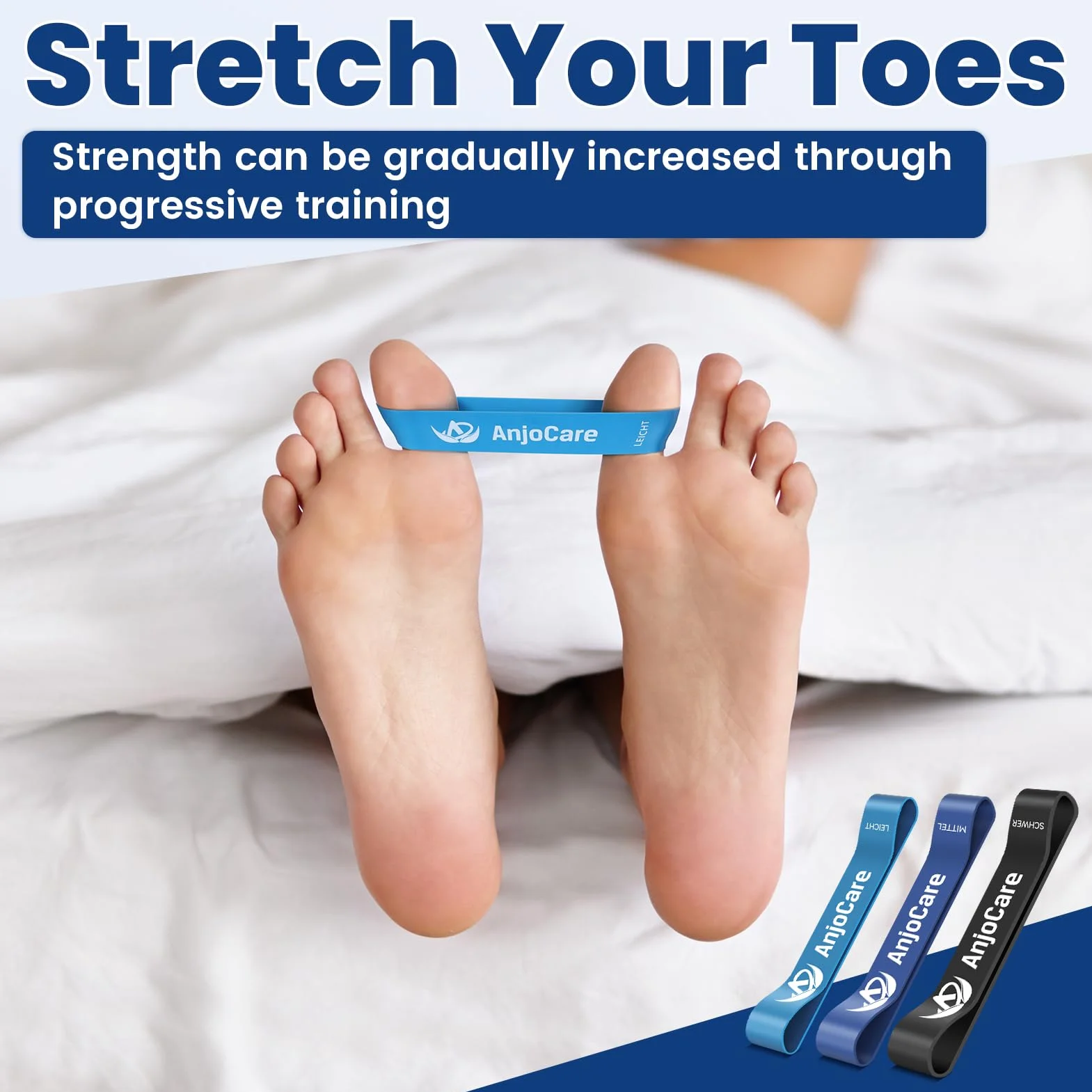 Hallux Valgus Taśmy Treningowe (3 szt), separatory palców do korekcji haluksów i łagodzenia bólu, korektor haluksów palce do treningu wyrównania i elastyczności