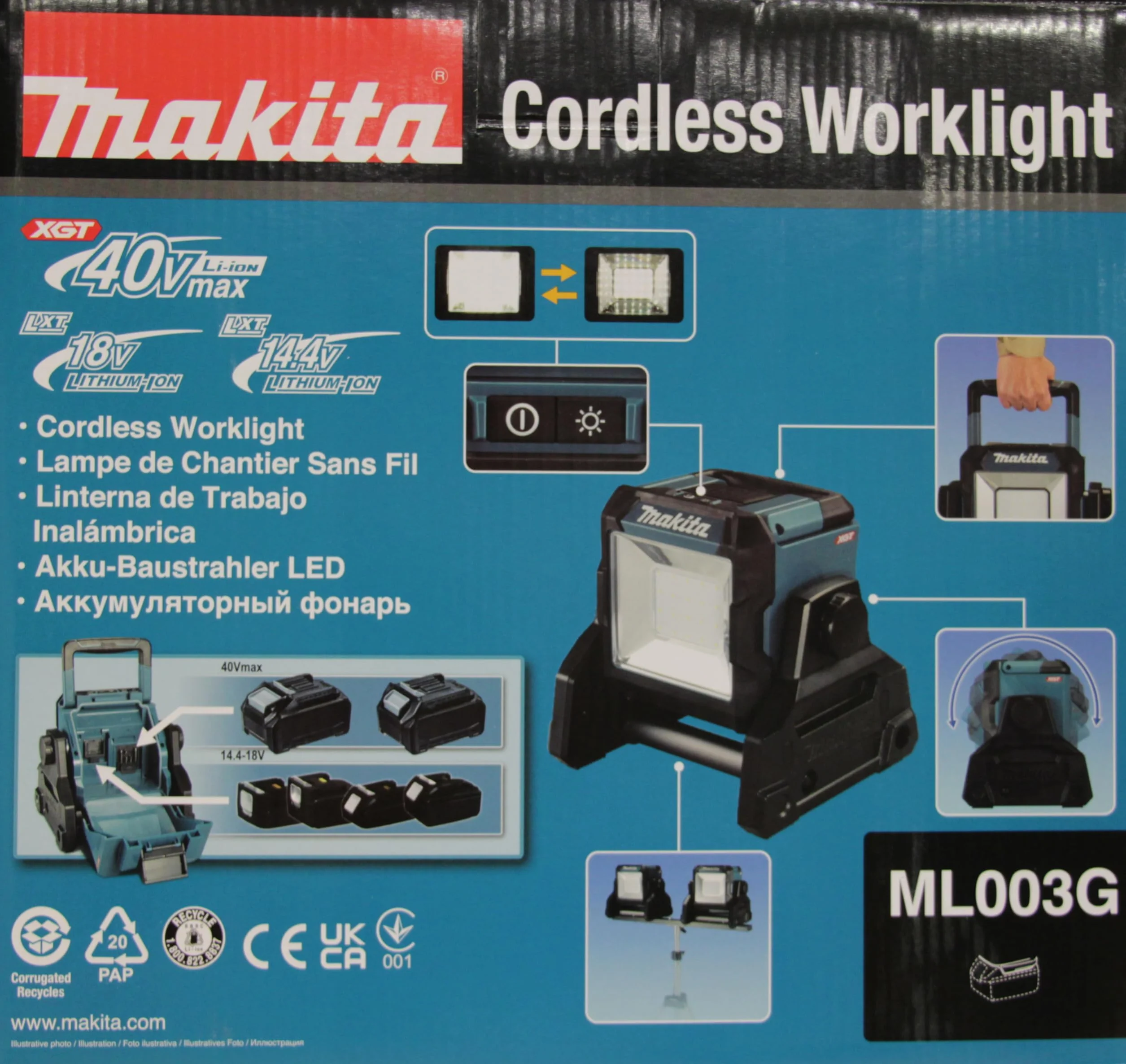Makita Gt Lampa Robocza, Wielokolorowy, 1100 lumenów