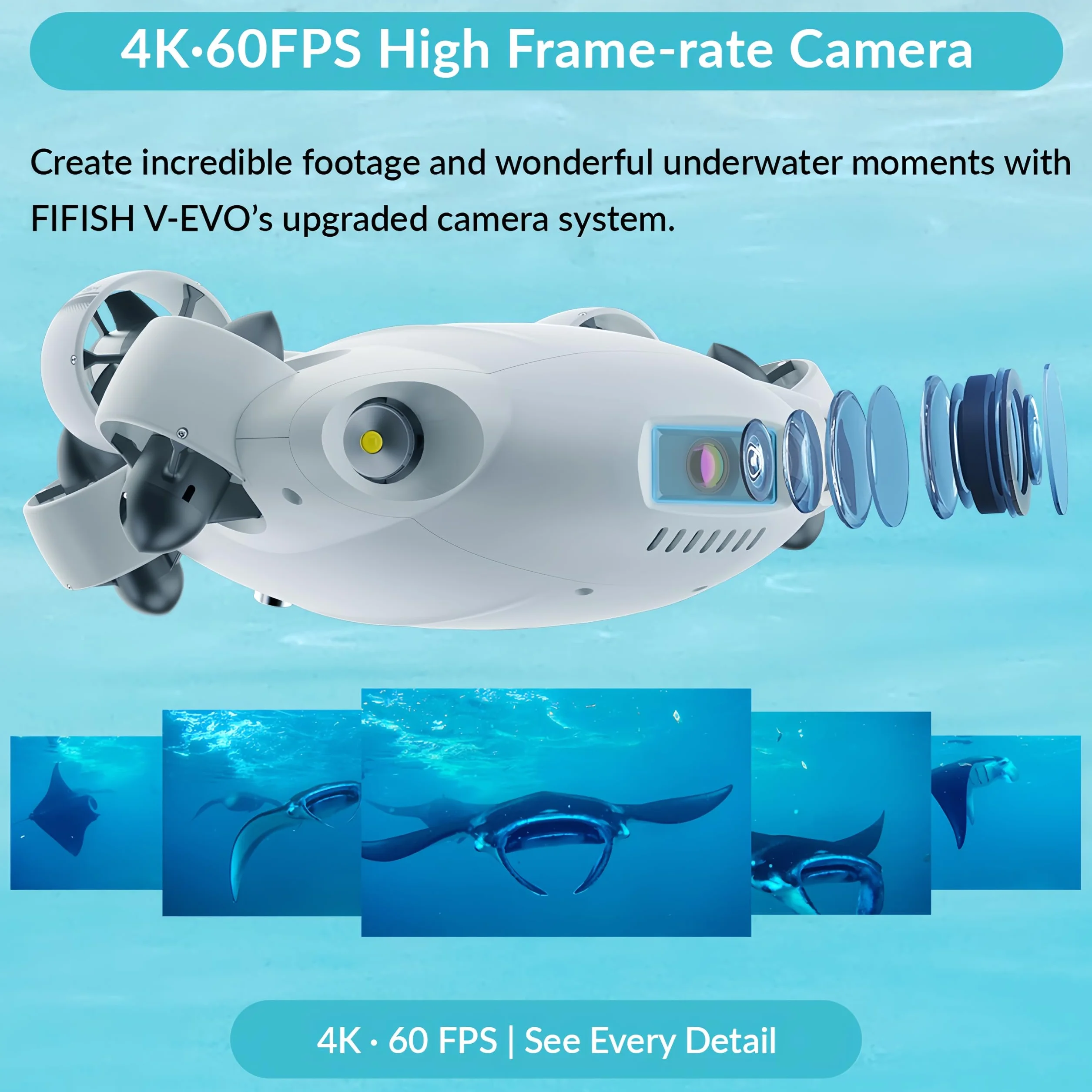 FIFISH V-EVO 4K dron podwodny z ramieniem robotycznym AI Vision Lock 360° 100M nurkowanie ROV