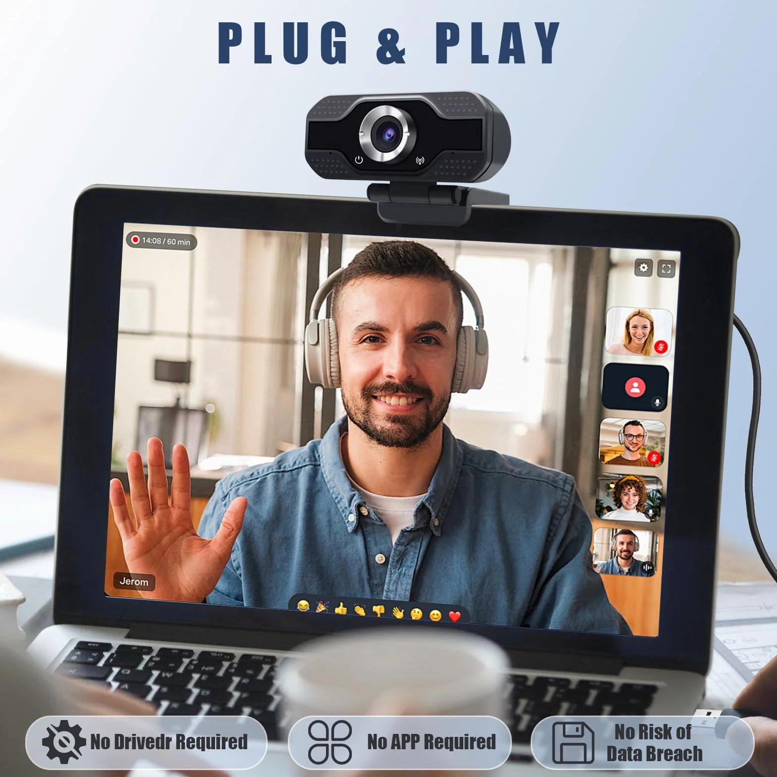 Kamera internetowa Full HD 1080p z dwoma mikrofonami, ulepszony autofokus, 30 kl./s, redukcja szumów, z migawką prywatności, kamera internetowa USB Plug and Play do wideokonferencji/połączeń online