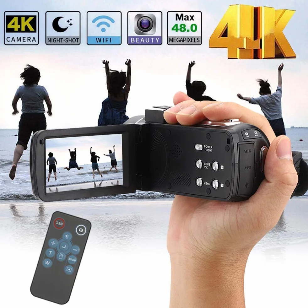 Cyfrowy Rejestrator Wideo 4K z 18-krotnym Zoomem i 3-calowym Ekranem Dotykowym IPS