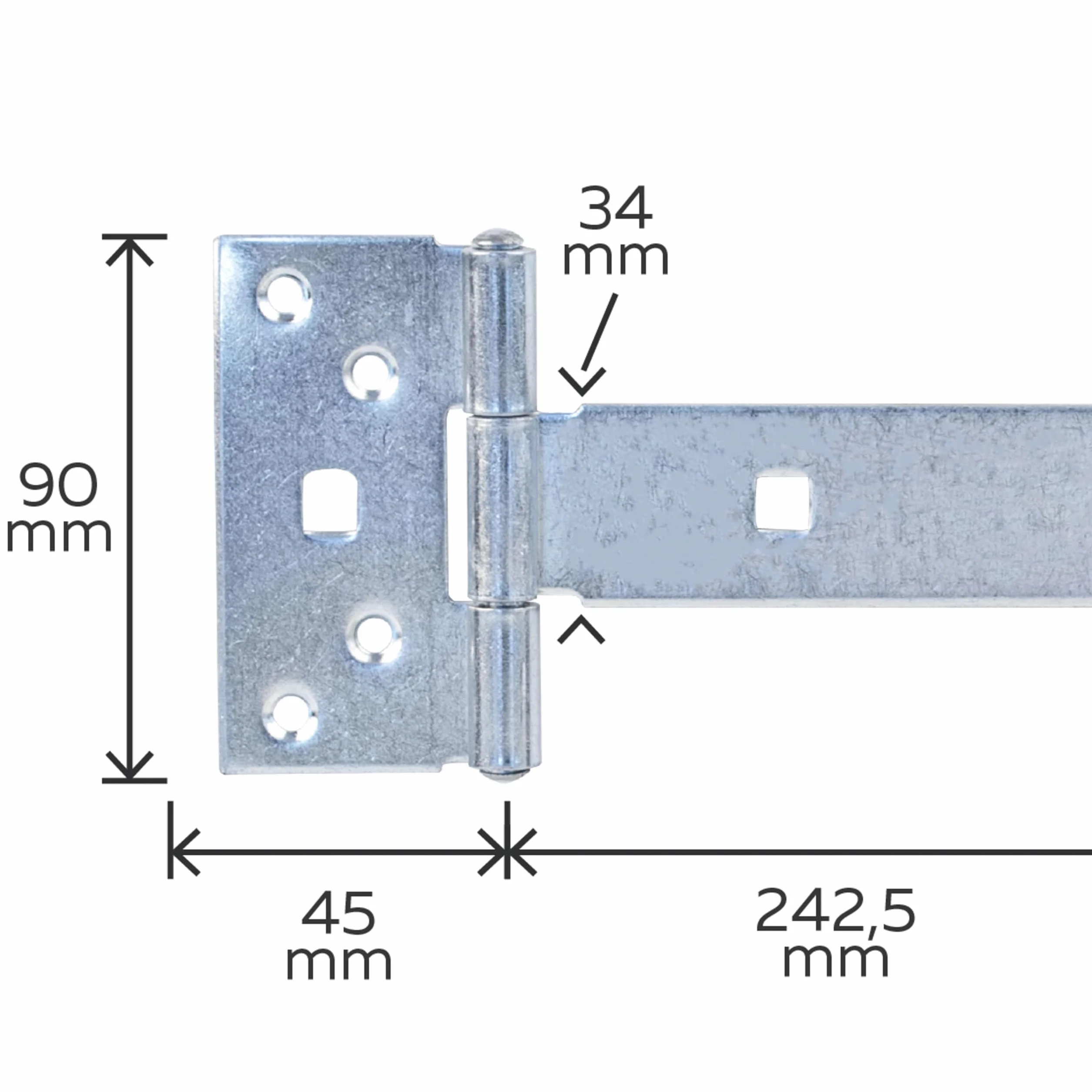 GAH-Alberts 310660 zawieszki krzyżowe | z wciśniętym trzpieniem | ocynkowane galwanicznie na żółto | taśma 242 x 34 mm | zawias 90 x 45 mm