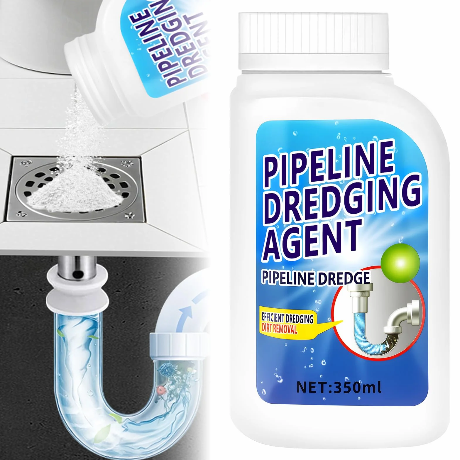 Drain Unblocker 350 ml, środek do Udrażniania Zlewów, Usuwa Włosy i Nieprzyjemny Zapach z Pryszniców, Silna Formuła Czyszcząca, Bezpieczny dla Wszystkich Rur, Usuwa Zatory i Wolno