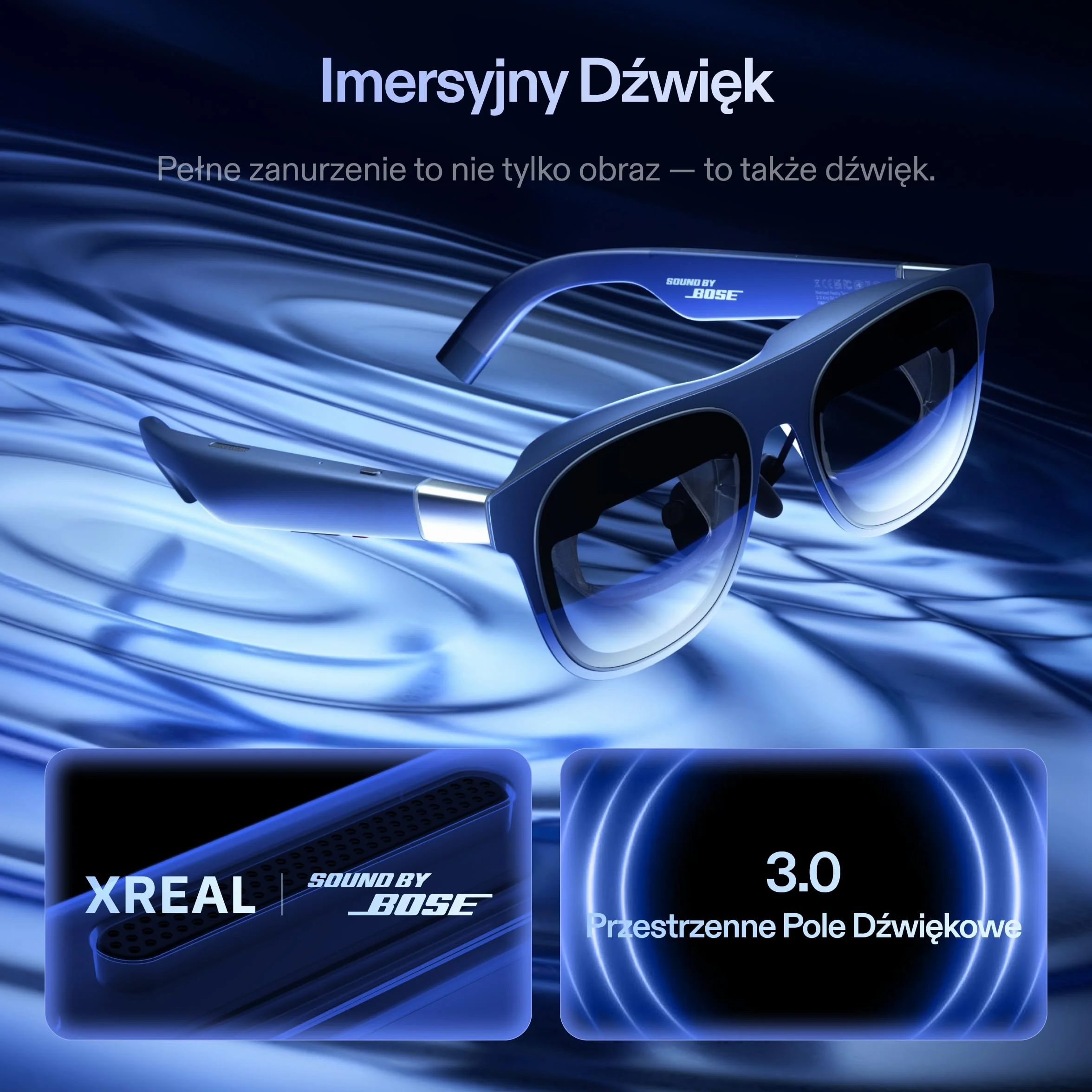 XREAL 1S AR/XR Okulary, 500" Ekran Wirtualny, Pole Widzenia 52°, Natywny 3DoF, REAL 3D AR Okulary z Chipem X1, Obsługują Wszystkie Urządzenia USB-C DP i iPhone 17/16/15, ROG/SteamDeck