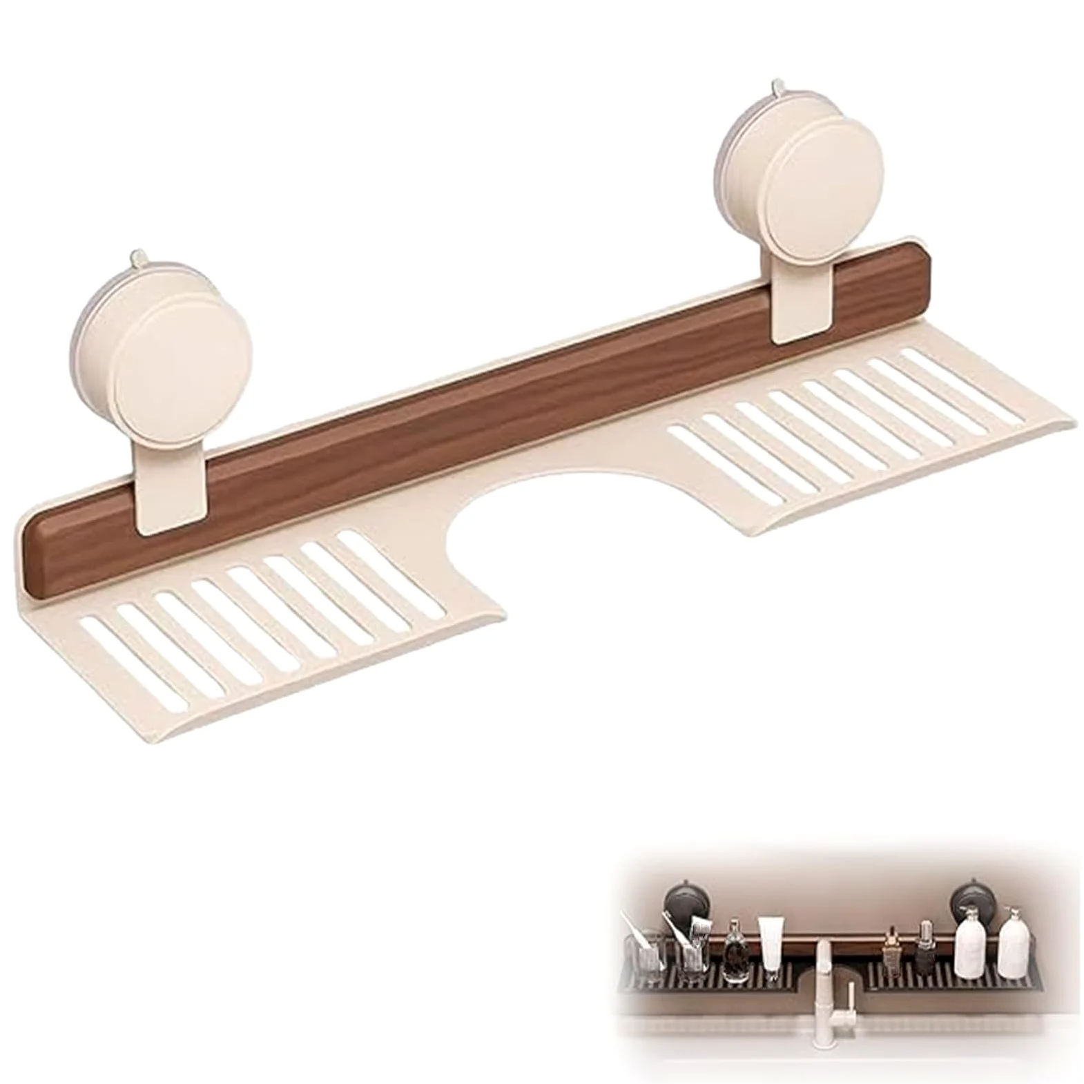 Orzech półka łazienkowa 2025 nowy organizer na baterie stojak do łazienki akademika kuchnia blat (orzech kremowy 40 cm/15,7 cala) stylowe i funkcjonalne rozwiązanie do przechowywania
