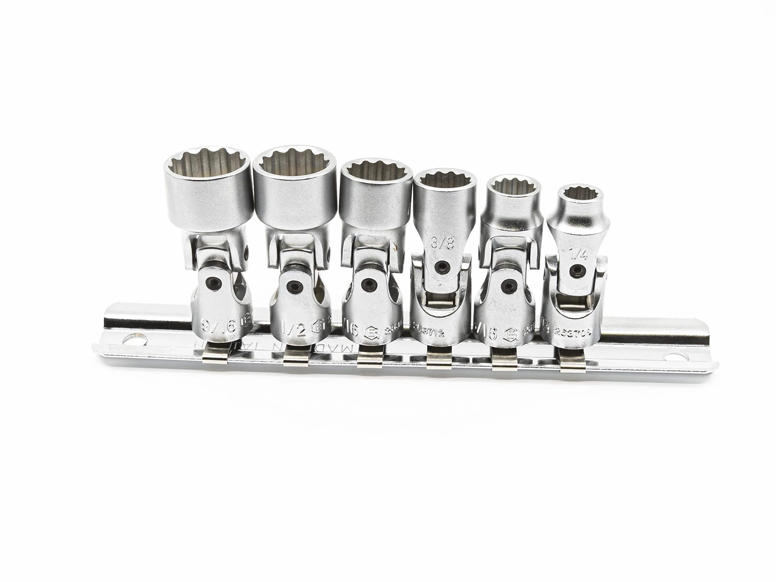 Genius Tools 6-częściowy uniwersalny zestaw nasadek ręcznych 1/4" Drive SAE (12-punktowy), matowe wykończenie - US-206S