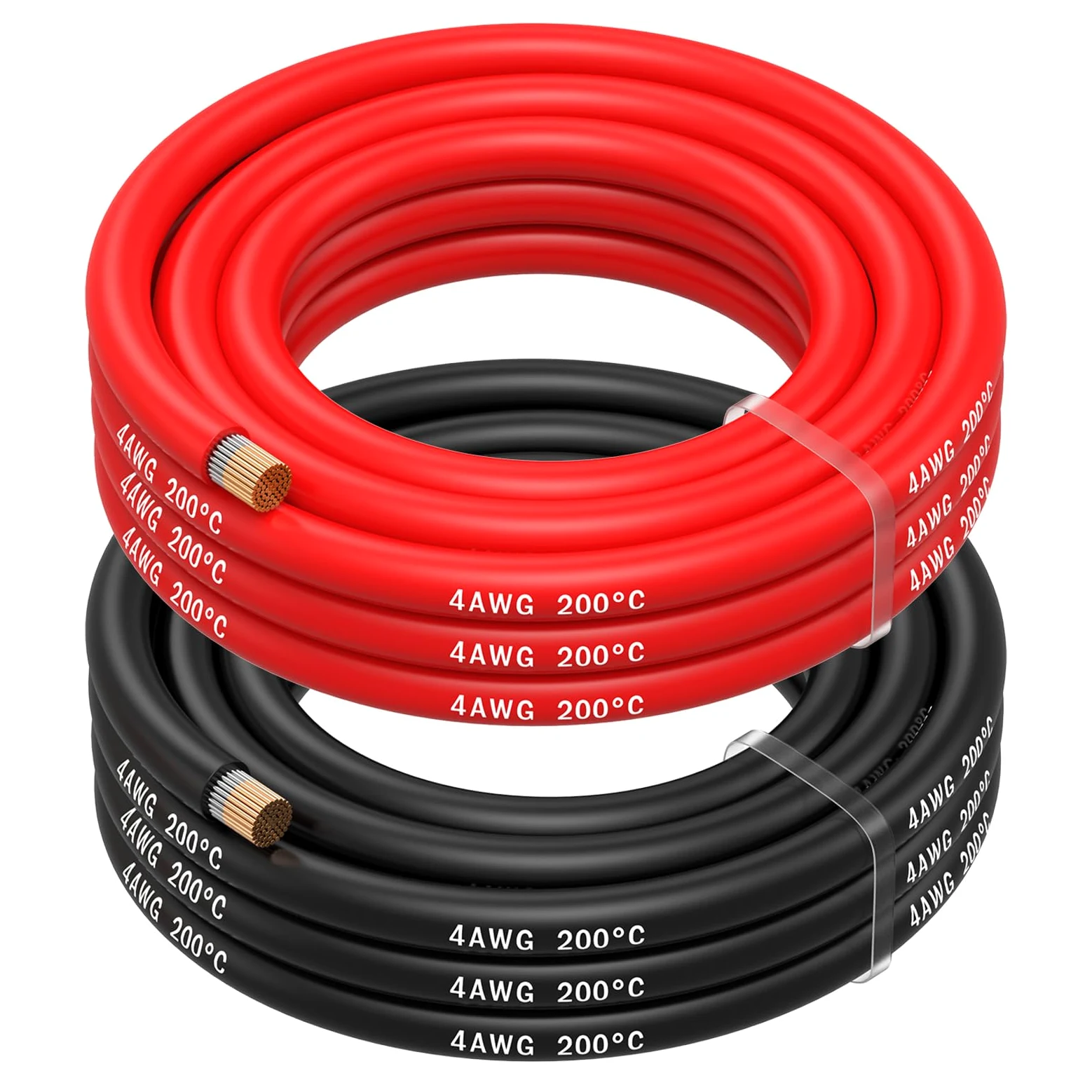 MMOBIEL 4 AWG Elektryczny Przewód - 4 Gauge (21,2mm²) Cyna Kabel Miedziany - 2 Oddzielne Przewody Czerwony i Czarny Każdy 2,5 m do Lodówek, Klimatyzatorów, Bateria Samochodowa, Bateria Spawalnicza