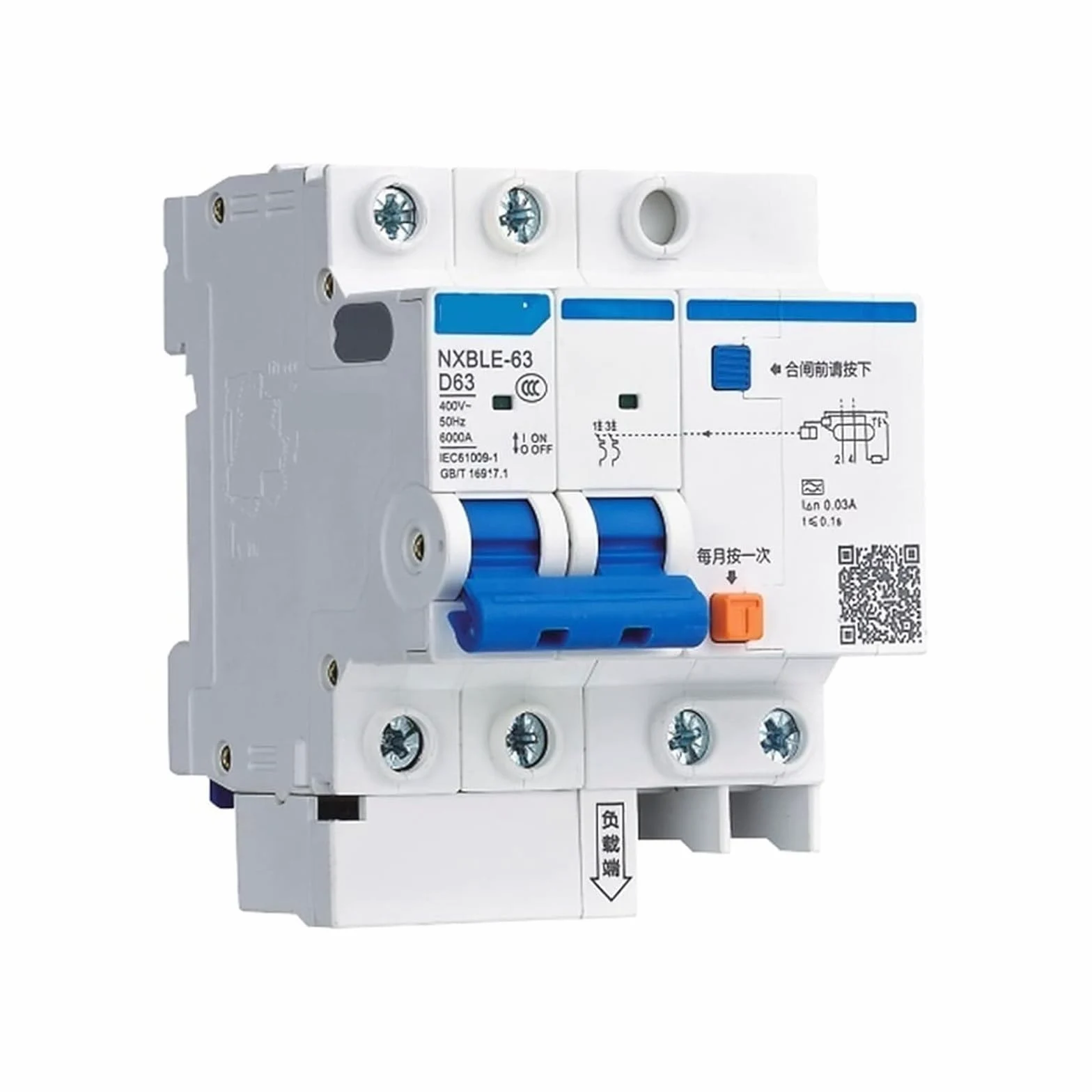 Wyłącznik automatyczny AC230/400V NXBLE32/63/125C typ przeciążenia zwarcie 25 32 40 50 63 80 100 A prąd resztkowy działanie 1 szt. kolor: 1P N rozmiar: NXB (3P N, NXBLE-32 C20)