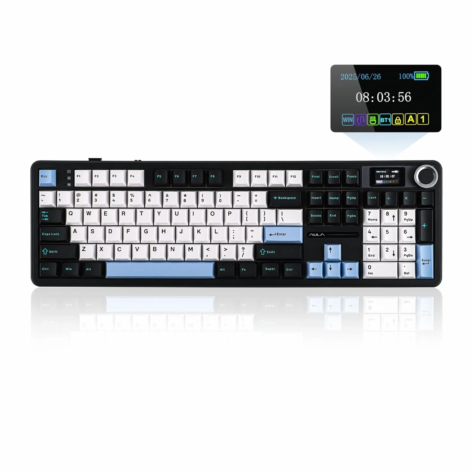 EPOMAKER X Aula F108 PRO klawiatura gamingowa bezprzewodowa 8000 mAh 104 Hot Swap RGB QWERTY niebieska