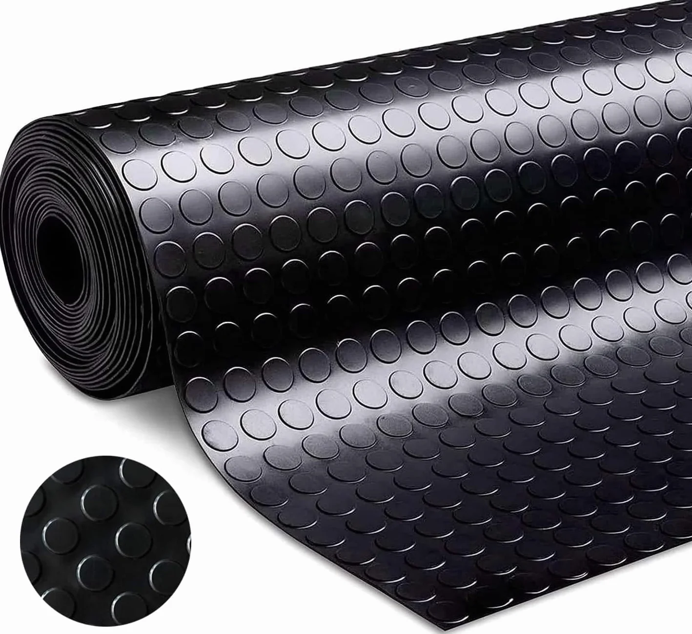 Mata gumowa z wypustkami, 500 x 100 cm, 3 mm, mata ochronna z wypustkami, wykładzina gumowa mocna jako podłoga warsztatowa, mata antypoślizgowa, nakładka na stół warsztatowy i mata podłogowa