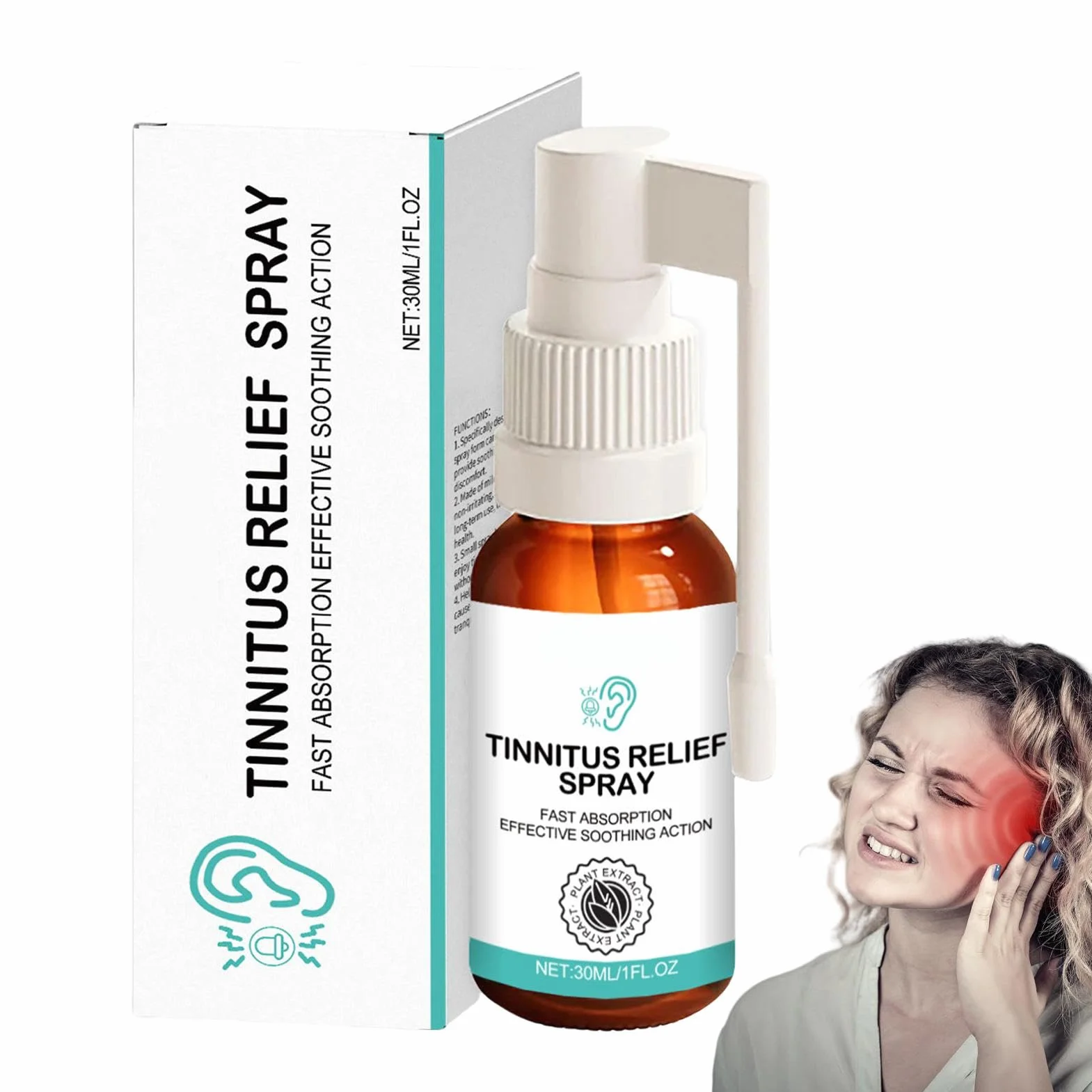 Ulga w szumach usznych, 30 ml, naturalna ulga w szumach usznych, naturalne składniki, płyn łagodzący szumy uszne, skuteczna ulga w inhalatorze szumów usznych, krople do uszu w uszach, spray do