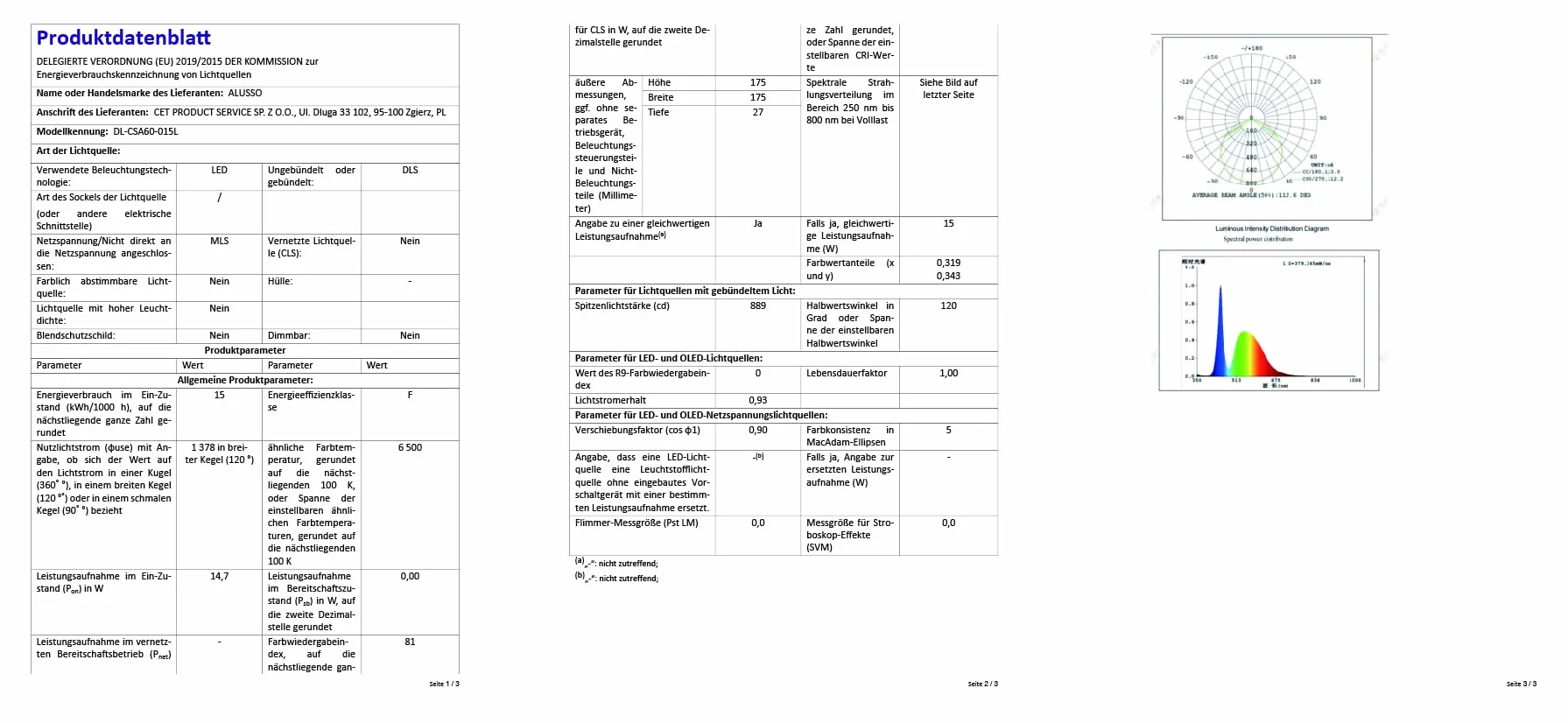 ALUSSO Punkt Sufitowy 230V, 15W 1350lm Punkt łazienkowy IP44, Zmienny Kolor (zimna biel 6500K/ciepła biel 3000K/neutralna biel 4000K), Ultracienkie 25,5mm, Otwór Montażowy 145mm, Opakowanie 6sztuk