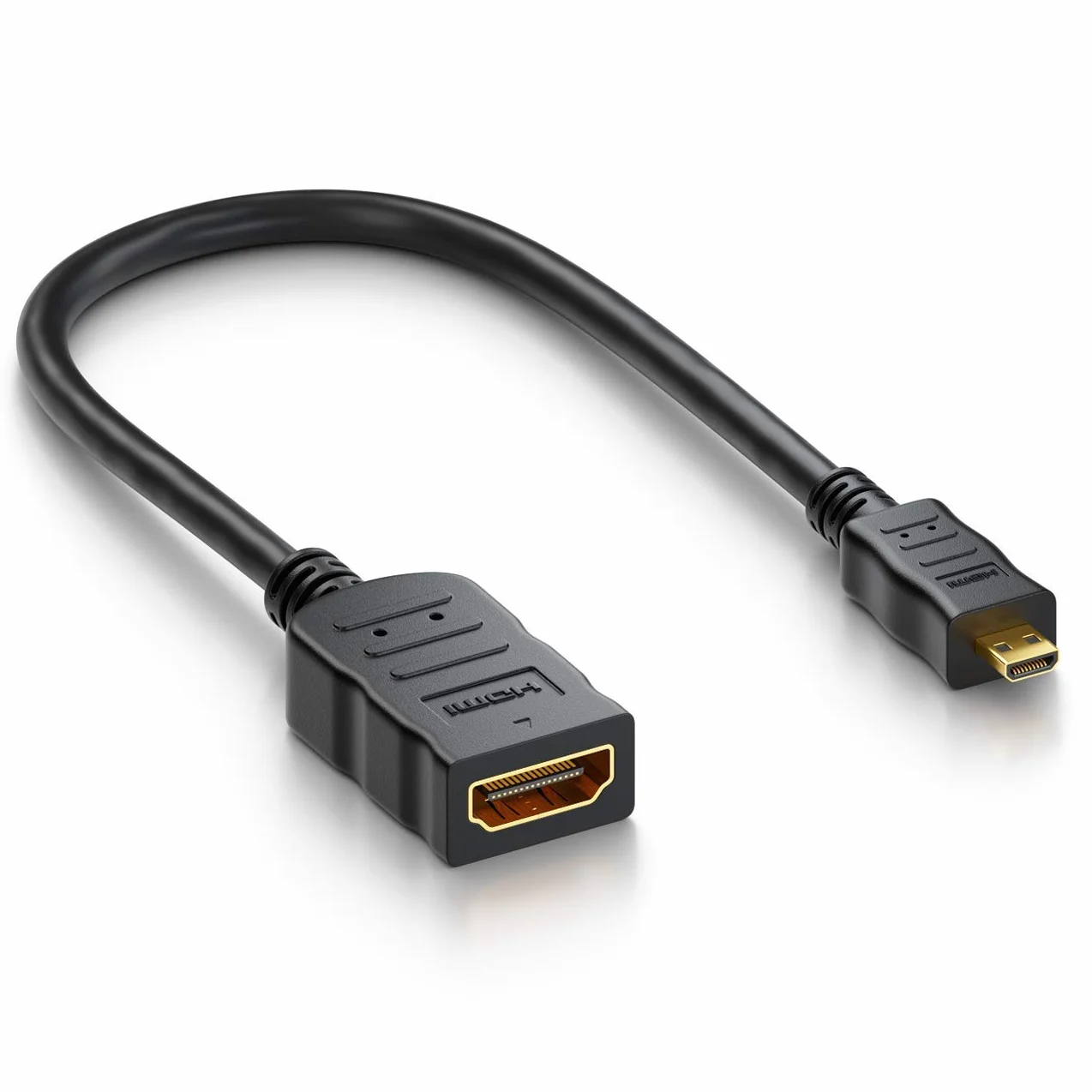 deleyCON 10cm Micro HDMI Adapter Kabel Portsaver Micro-HDMI Wtyk na Gniazdo HDMI 4K UHD 2160p