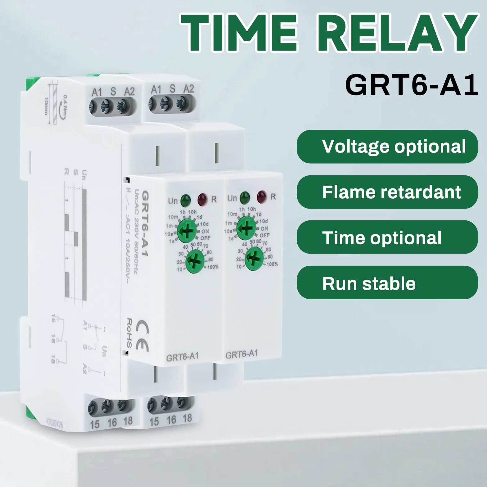 GRT6-A1 Przekaźnik czasowy mały wyłącznik czasowy z napięciem typu szyny DIN AC230V