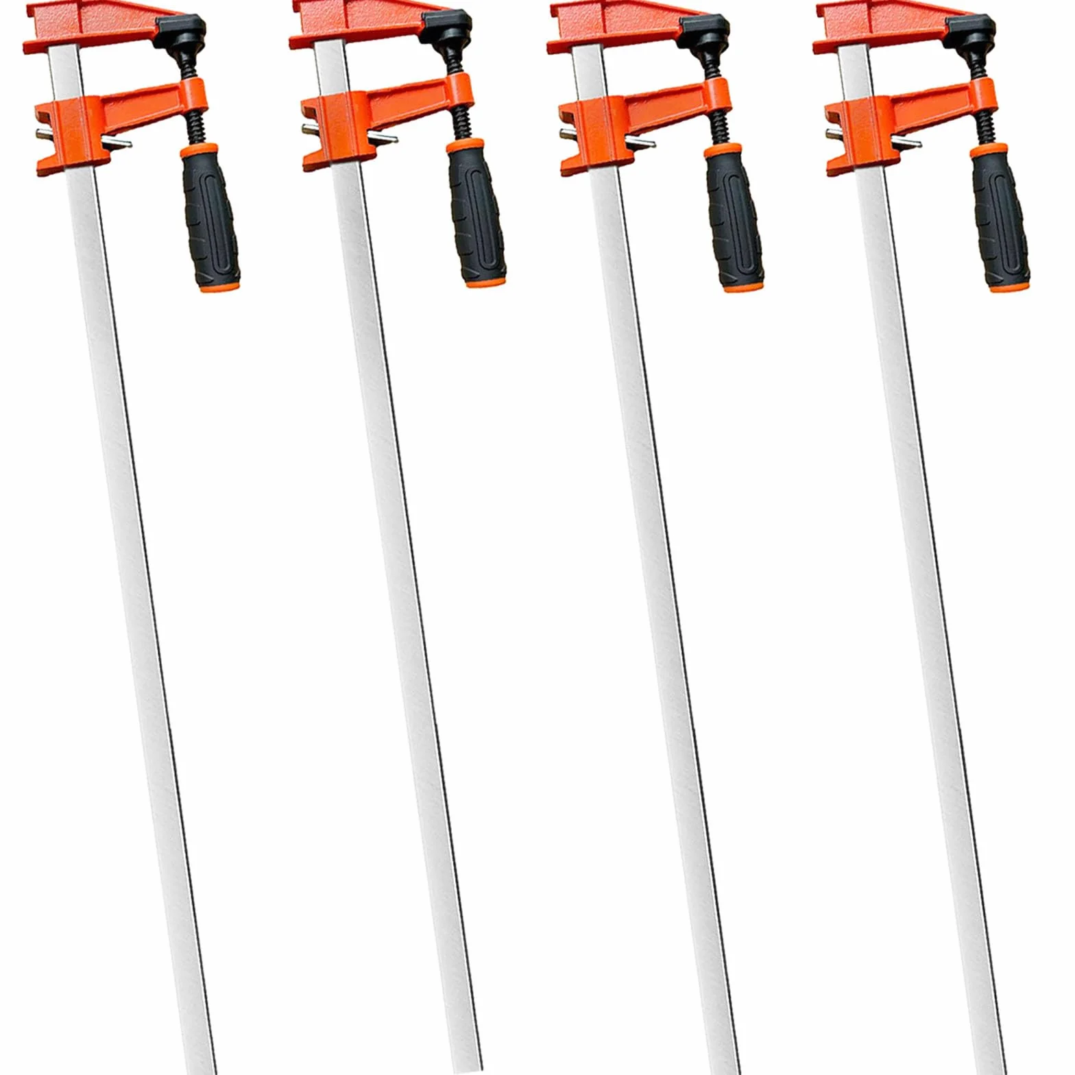 DURDUR Zaciski śrubowe 4 szt./zestaw 850 mm profesjonalny zacisk śrubowy szerokość zacisku 750 mm, zacisk F ze stali - zębata szyna stalowa - głębokość mocowania 80 mm