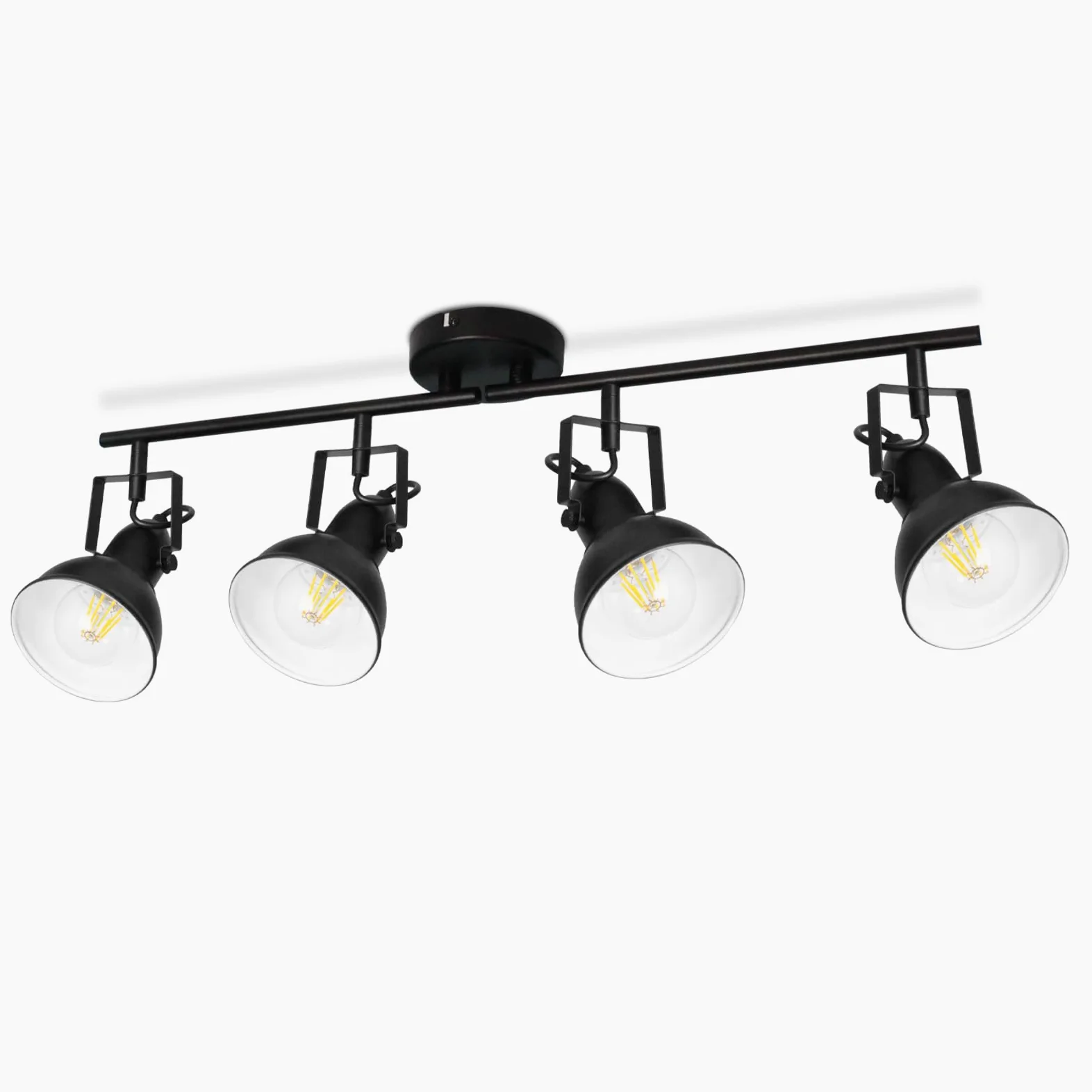 HiBay Reflektor sufitowy LED, 4 żarówki, E27, lampa sufitowa do sypialni, vintage, czarno-biała, do salonu, wychylna, maks. 60 W, bez źródła światła