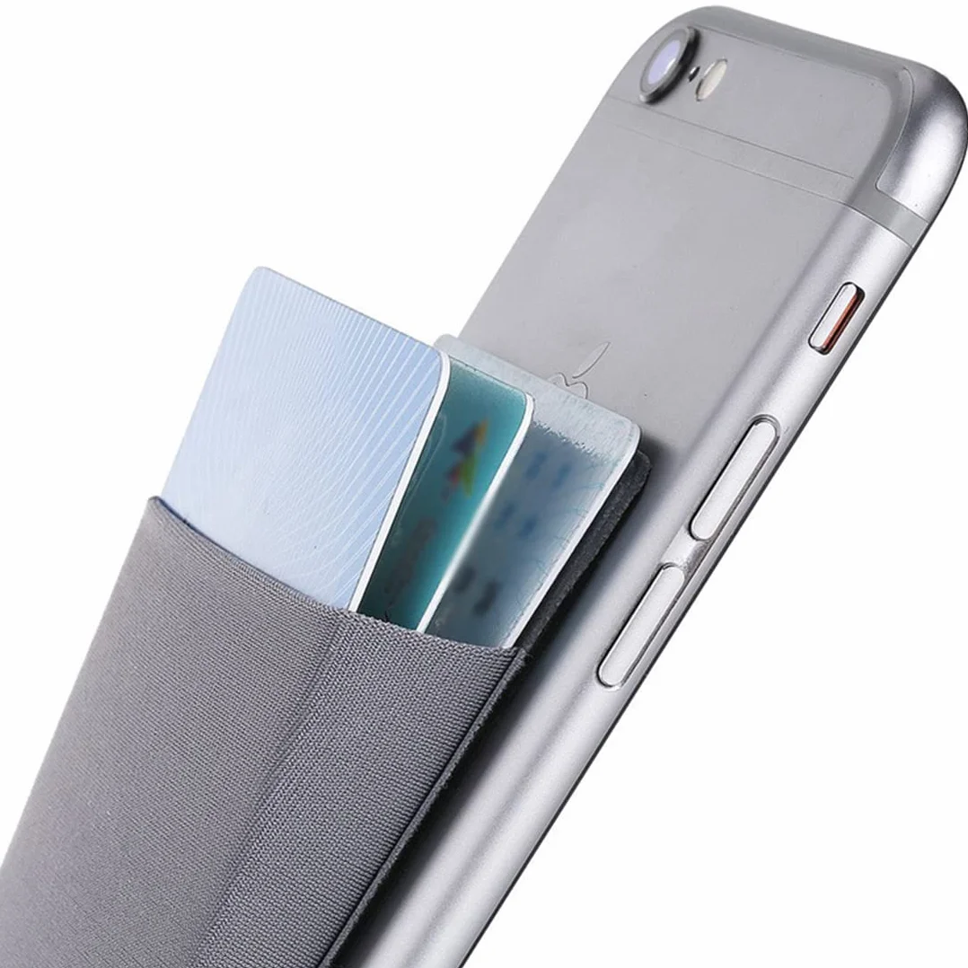 2 sztuki samoprzylepnych uchwytów na karty, etui na telefon komórkowy, etui na karty, portfel, etui na telefon komórkowy, etui samoprzylepne, smukłe etui na telefon komórkowy, czarno-szare