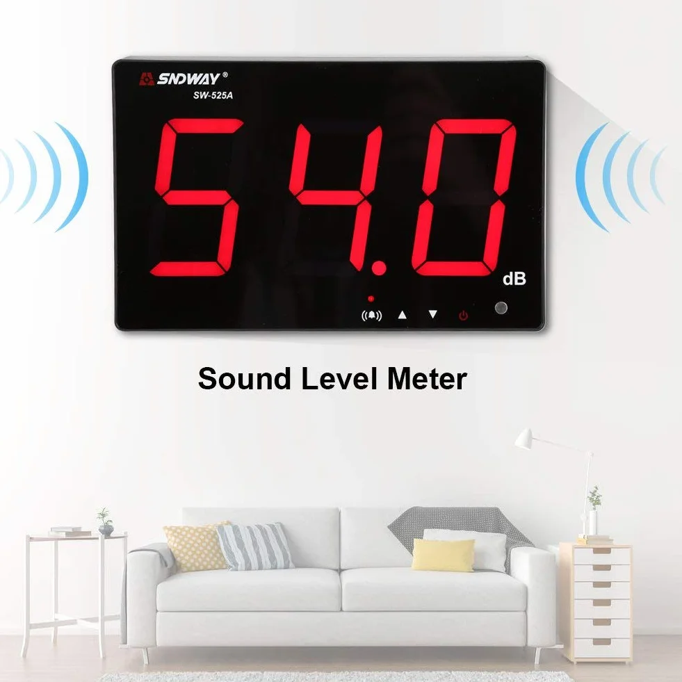 Wall-mounted Sound Decibel Meter,Fast Responding Real Time Monitoring 9.6 Inch LCD Digital Display Environmental Noise Volume Meter 30~130dB