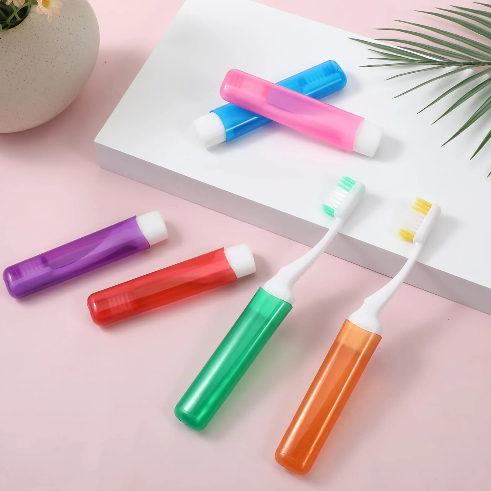 Podróżna szczoteczka do zębów, przenośna, składana, miękkie włosie, mini szczoteczka do zębów z etui, rozmiar podróżny, artykuły toaletowe na kemping, szkołę, wielokolorowe, 5 sztuk, 6 sztuk