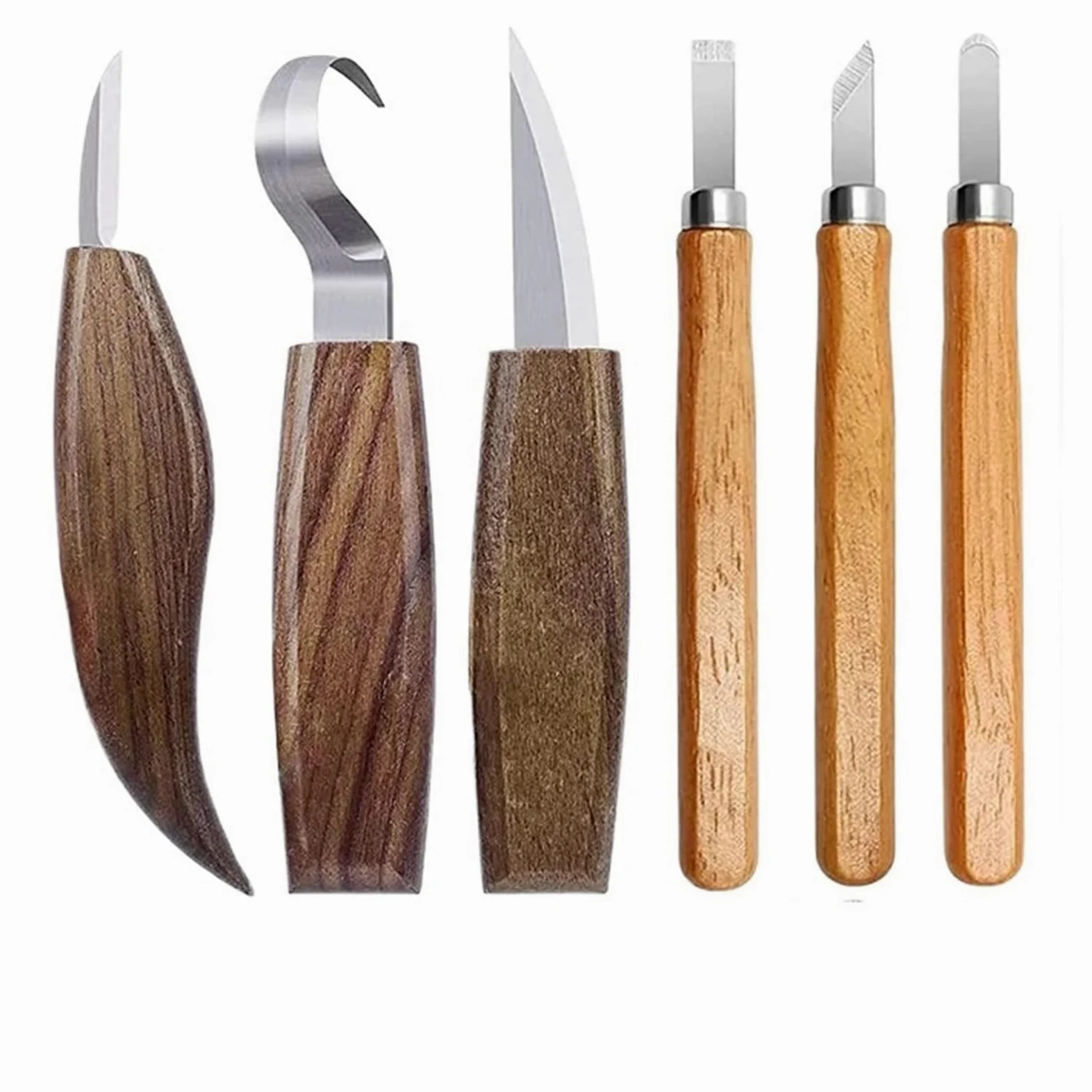 3/6 szt. Zestaw do rzeźbienia w drewnie zestaw dla początkujących obróbki drewna dzieci DIY(6PCS)