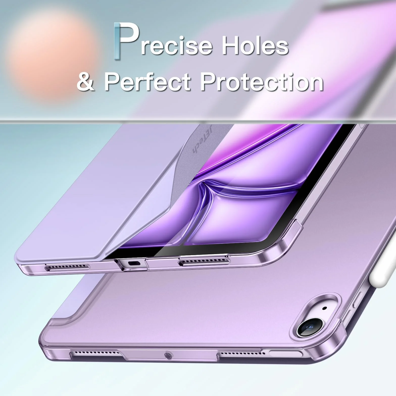 JETech Etui dla iPad Air 11 Cala M4/M3/M2 (2026/2025/2024), iPad Air 5./4. (2022/2020 Model, 10,9 Cala), Smukła Stojak Twardy tył Pokrowiec z Funkcją Case (Jasny Fiolet)