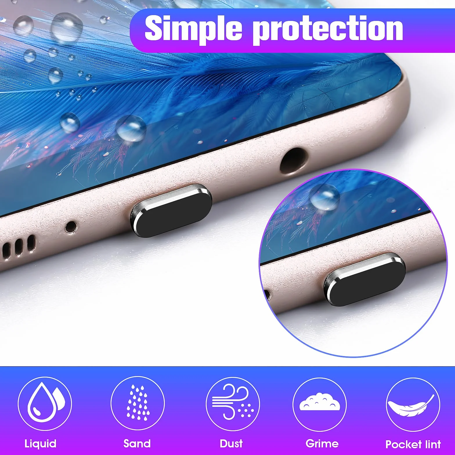 Metalowa osłona USB C przeciwpyłowa 6 sztuk
