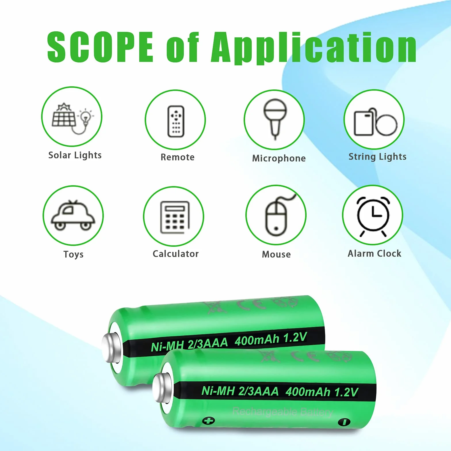 PKCELL Akumulatory NIMH 1,2V 2/3AAA 400 mAh 4 sztuk do lamp słonecznych