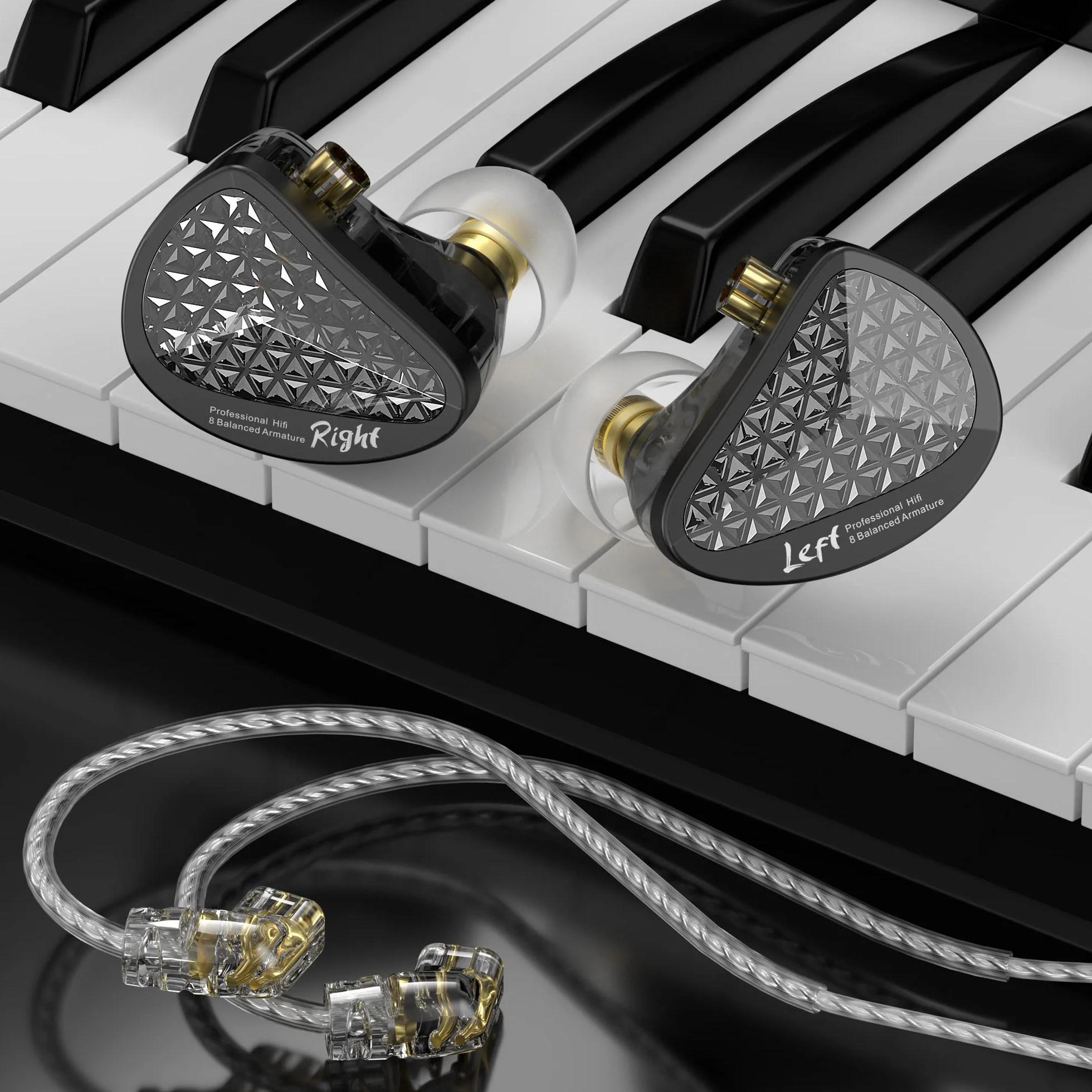 KZ AS16 PRO słuchawki douszne 8 przetworników Armature HiFi IEM czarne